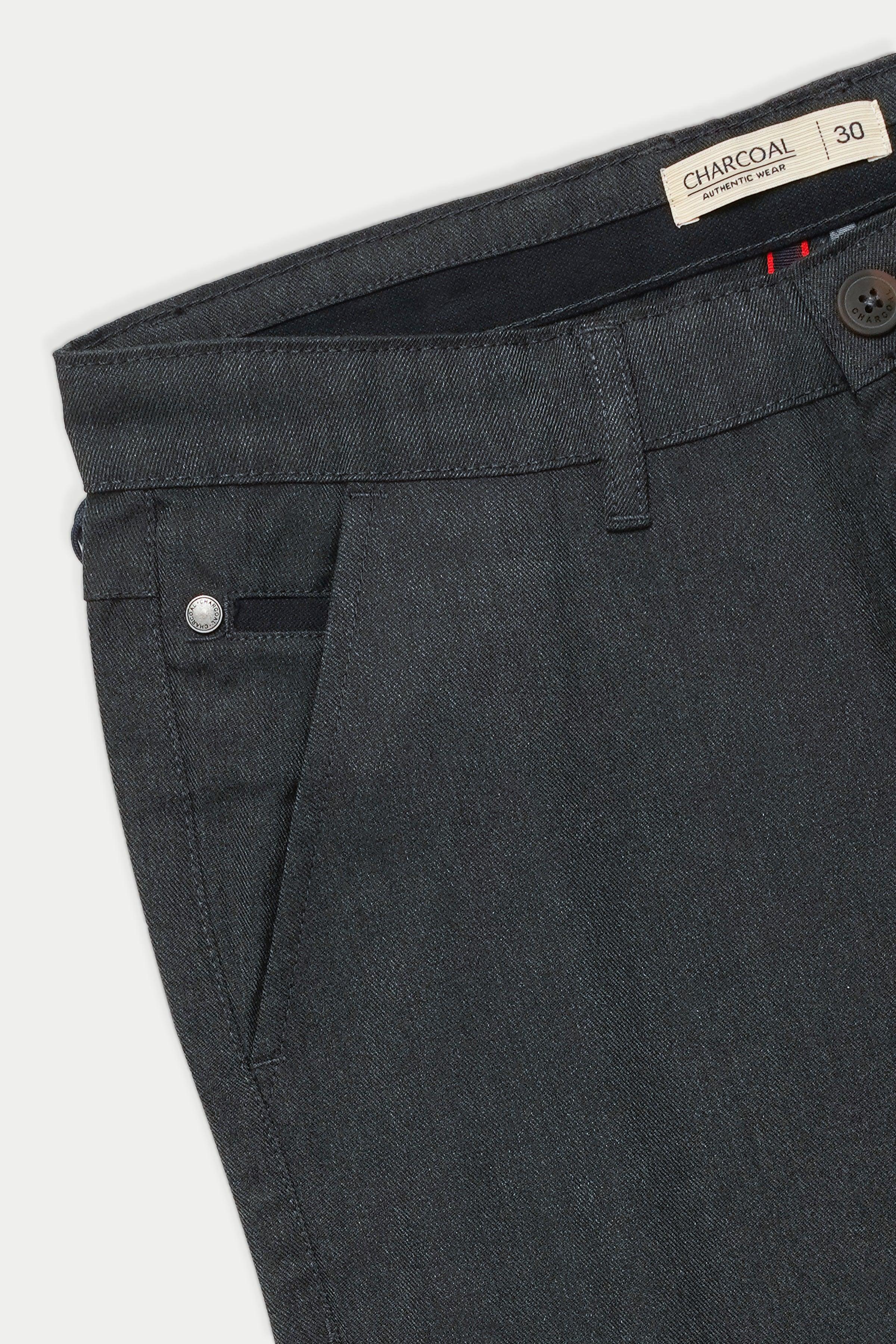 Charcoal casual pants with side pocket and waistband logo tag, size 30