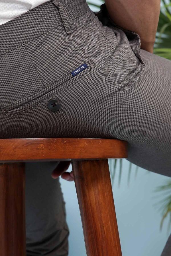 CASUAL PANT CROSS POCKET GREY BLACK SLIM FIT at Charcoal Clothing
