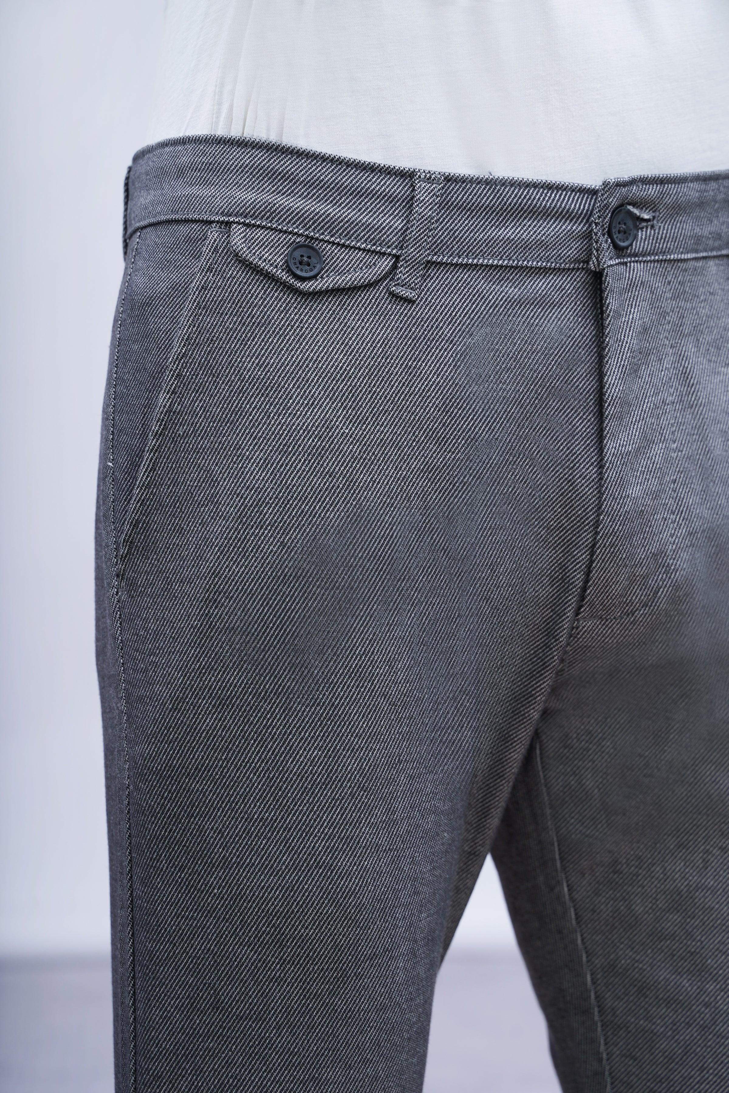 CASUAL PANT CROSS POCKET GREY BLACK at Charcoal Clothing