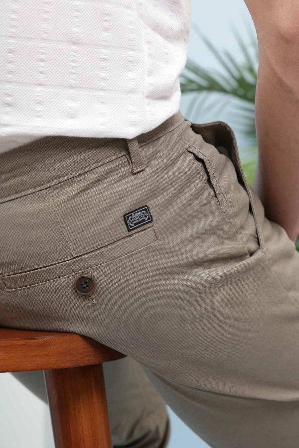 CASUAL PANT CROSS POCKET LIGHT BROWN SLIM FIT at Charcoal Clothing