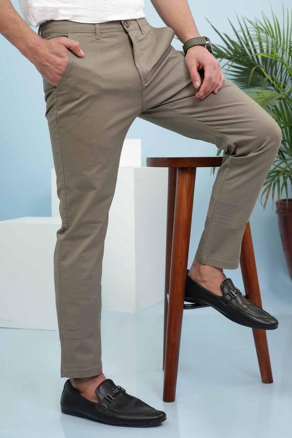 CASUAL PANT CROSS POCKET LIGHT BROWN SLIM FIT at Charcoal Clothing