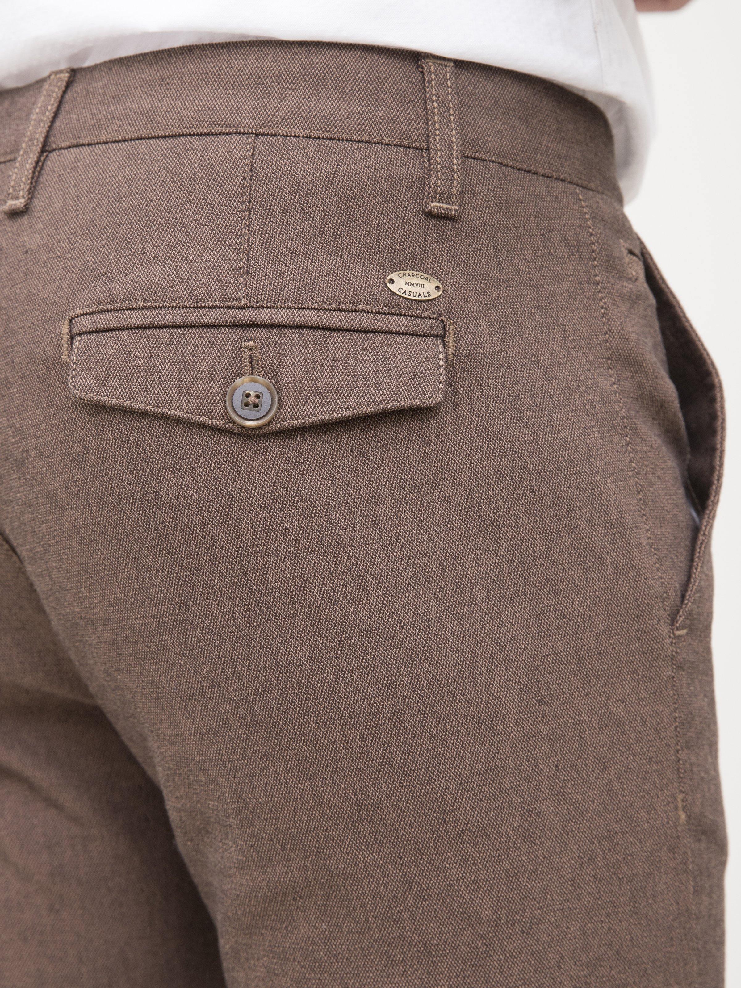 CASUAL PANT CROSS POCKET SLIM FIT BROWN at Charcoal Clothing