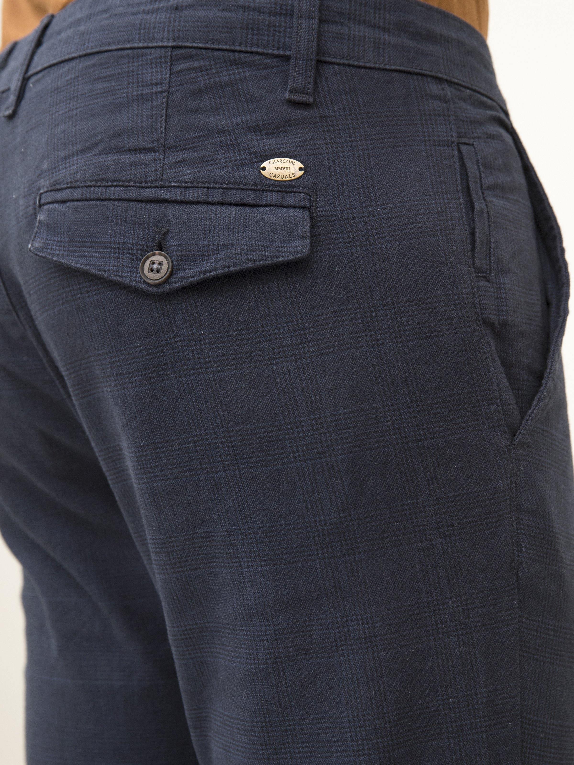 Navy cross pocket with flap and button detail on casual pants