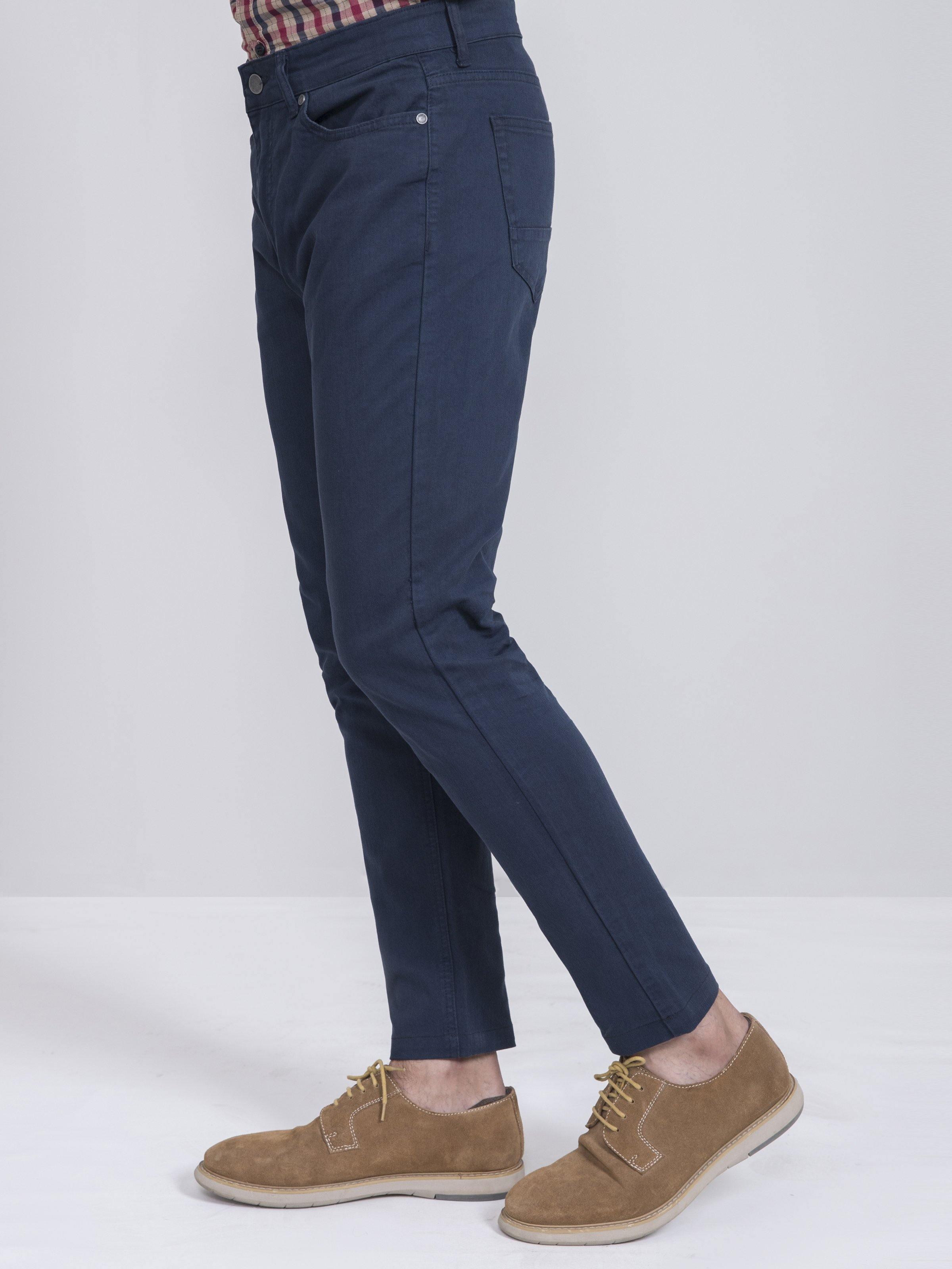 CASUAL PANT SLIM FIT 5 POCKET NAVY BLUE at Charcoal Clothing