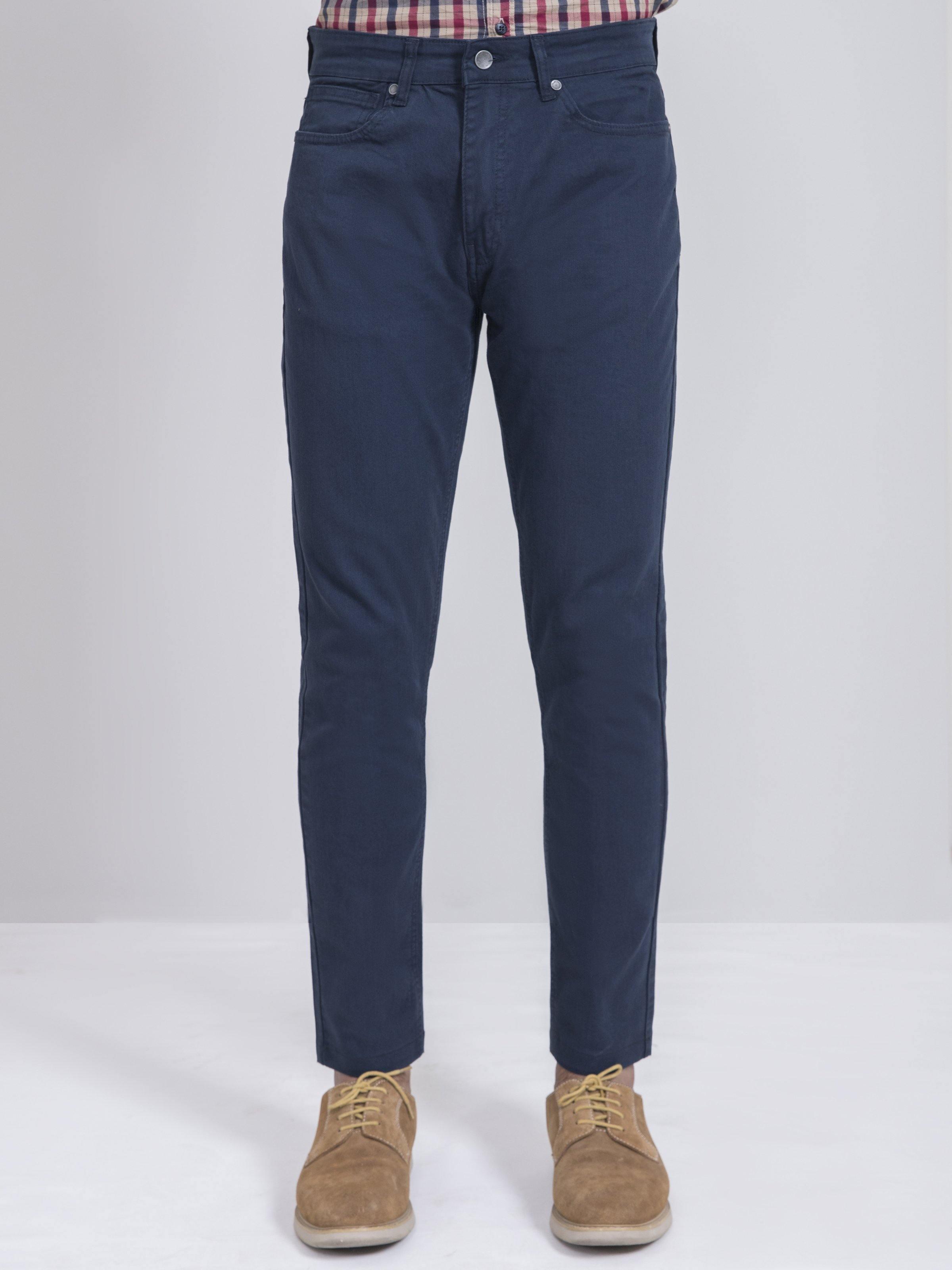 CASUAL PANT SLIM FIT 5 POCKET NAVY BLUE at Charcoal Clothing