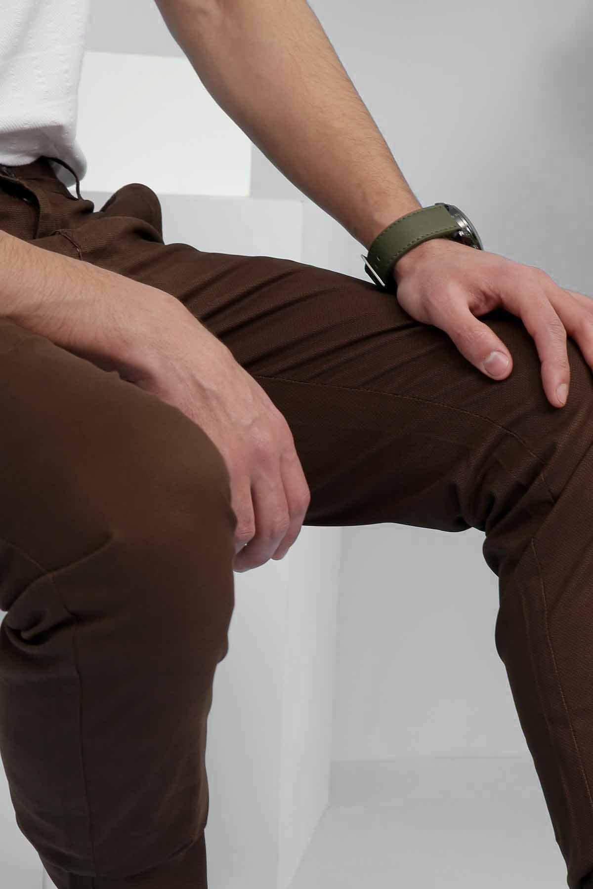 CASUAL PANT SLIM FIT BROWN at Charcoal Clothing