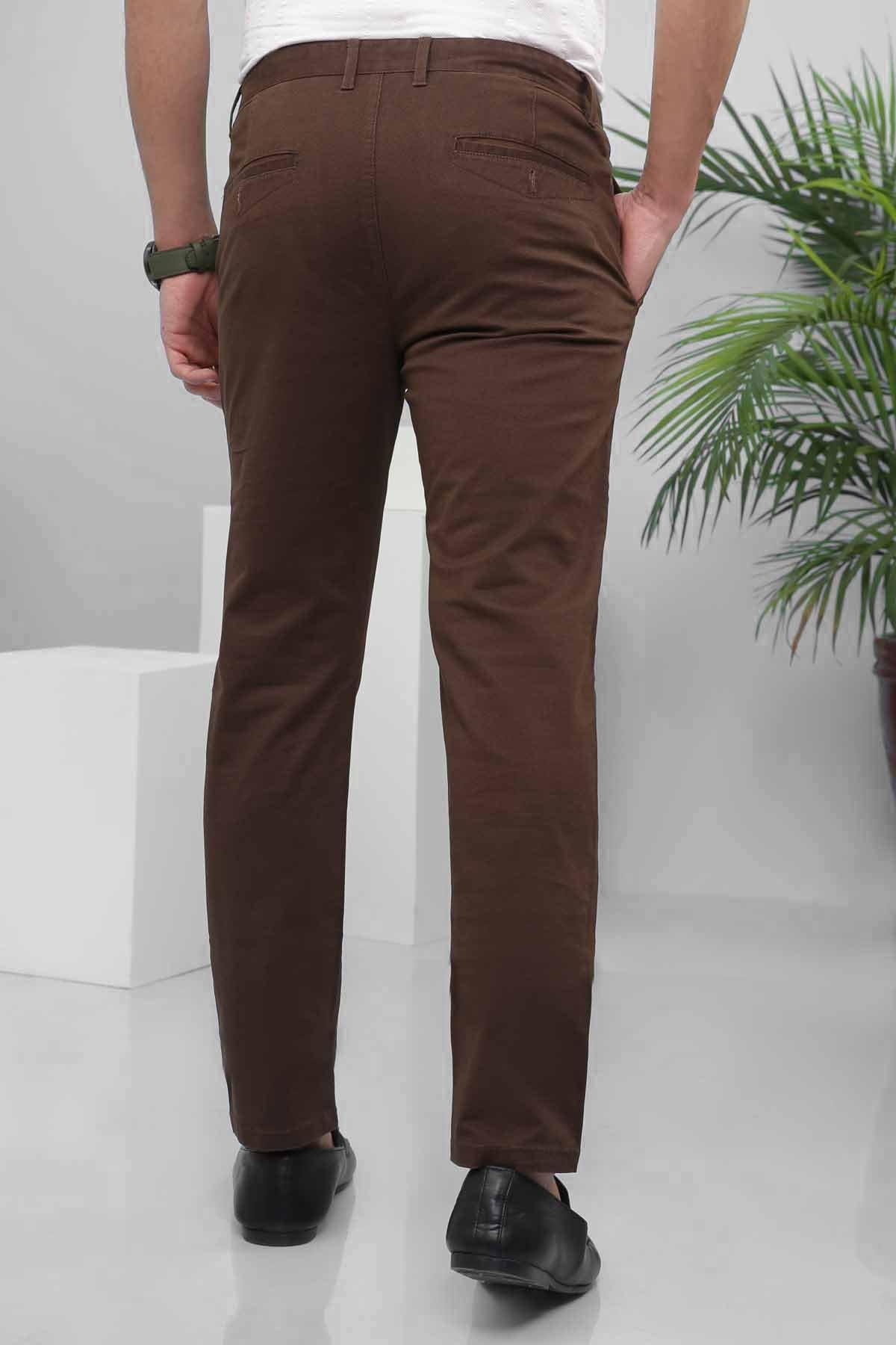 CASUAL PANT SLIM FIT BROWN at Charcoal Clothing