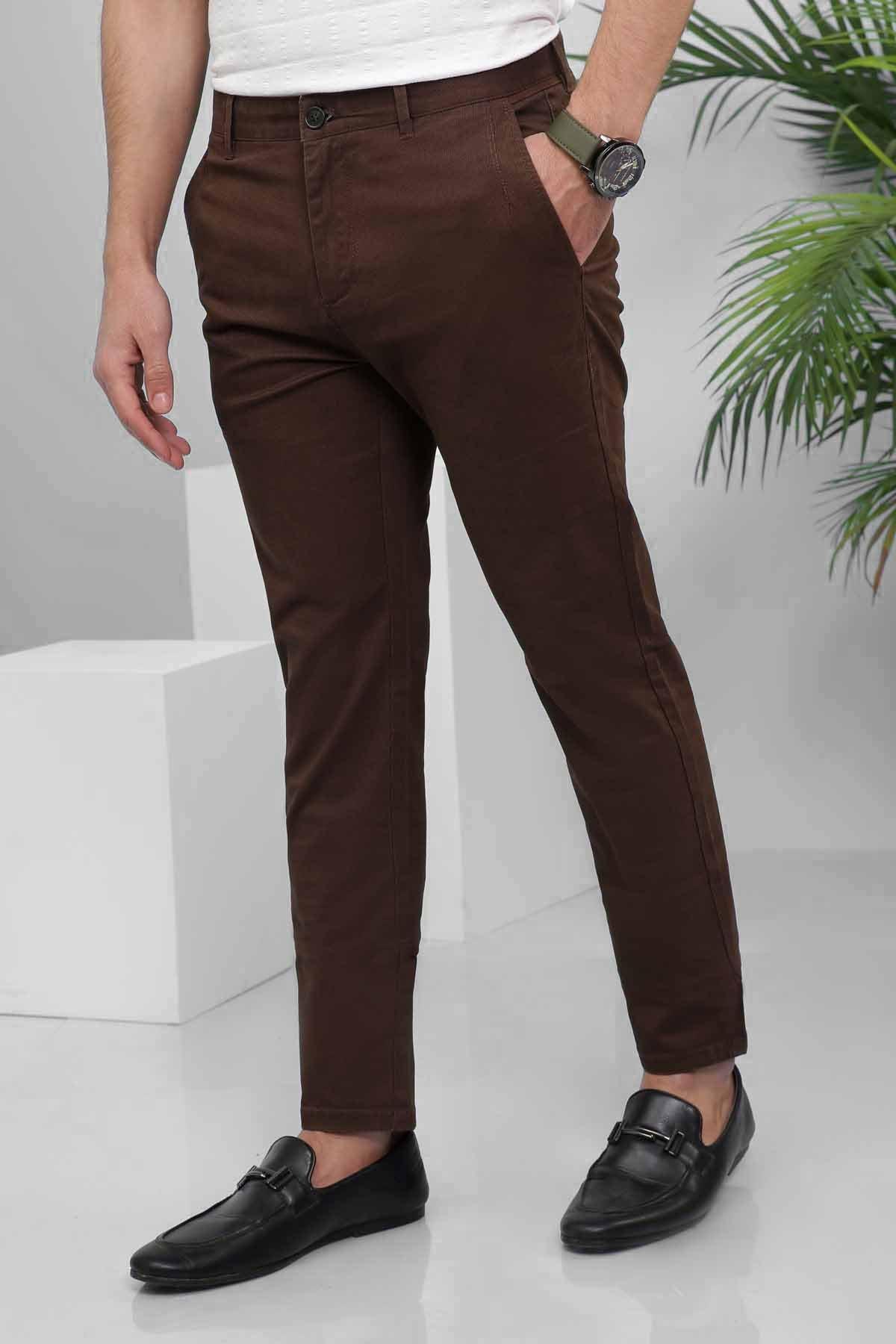 CASUAL PANT SLIM FIT BROWN at Charcoal Clothing