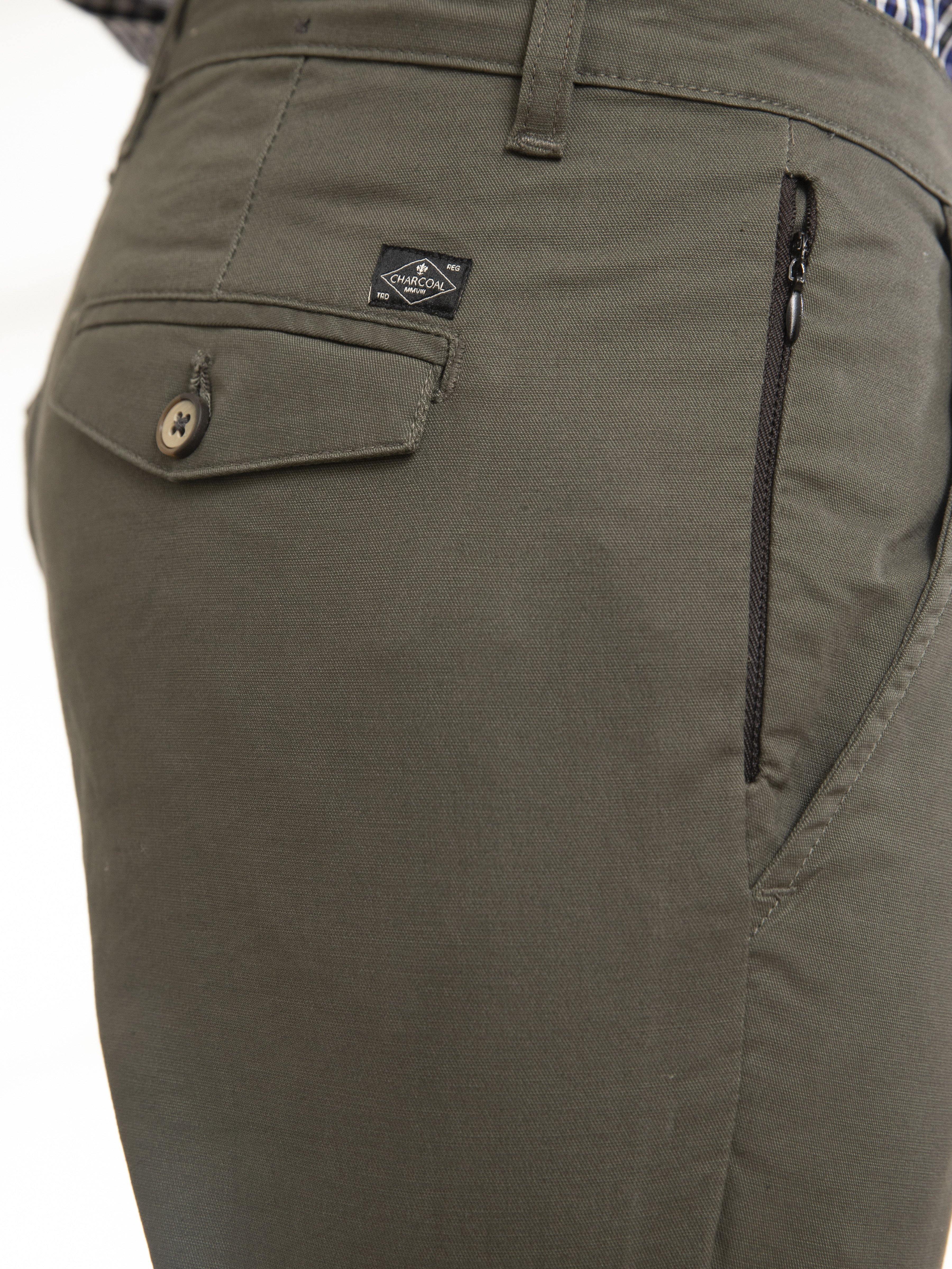 CASUAL PANT SLIM FIT CROSS POCKET OLIVE at Charcoal Clothing