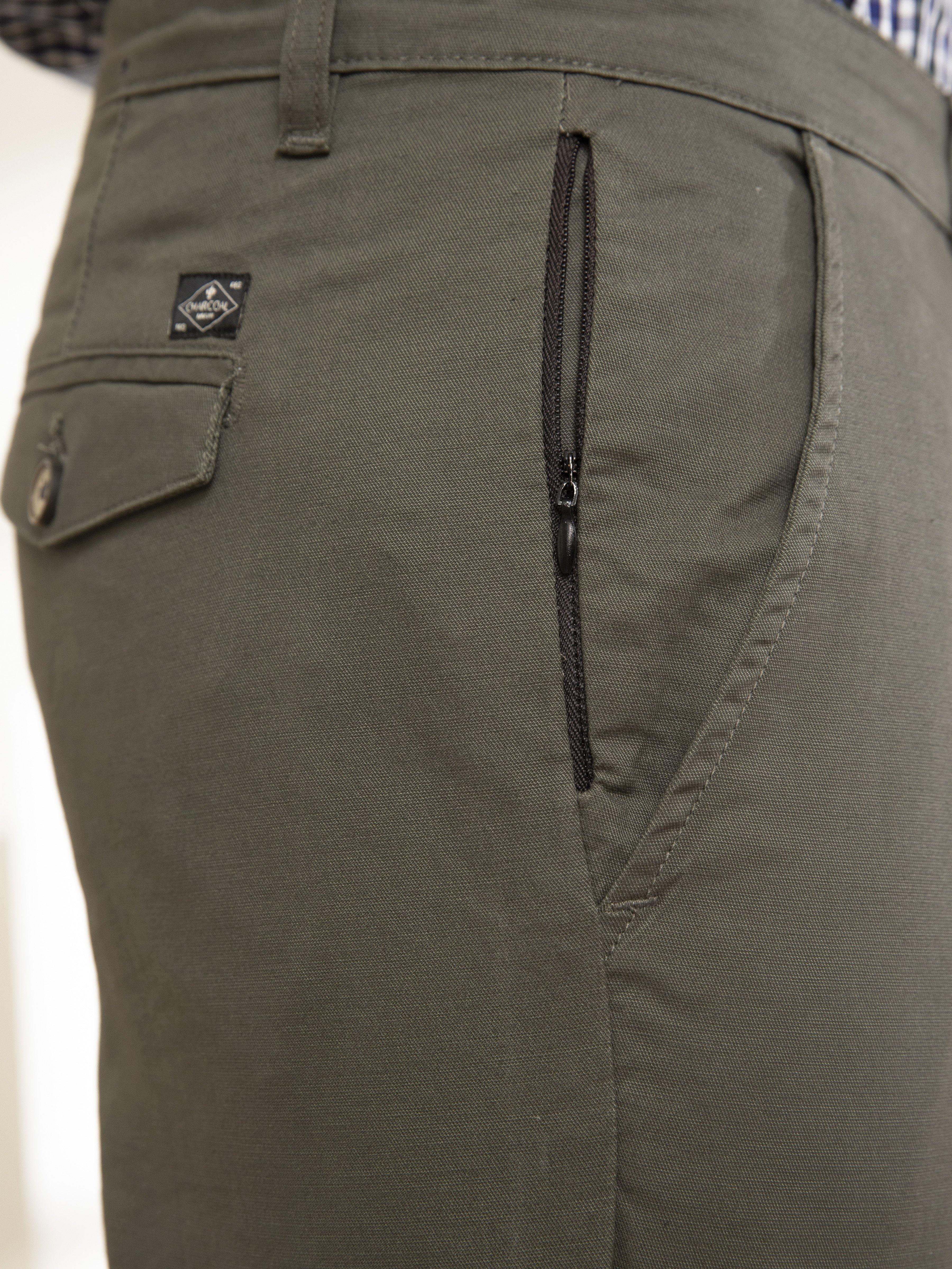 CASUAL PANT SLIM FIT CROSS POCKET OLIVE at Charcoal Clothing