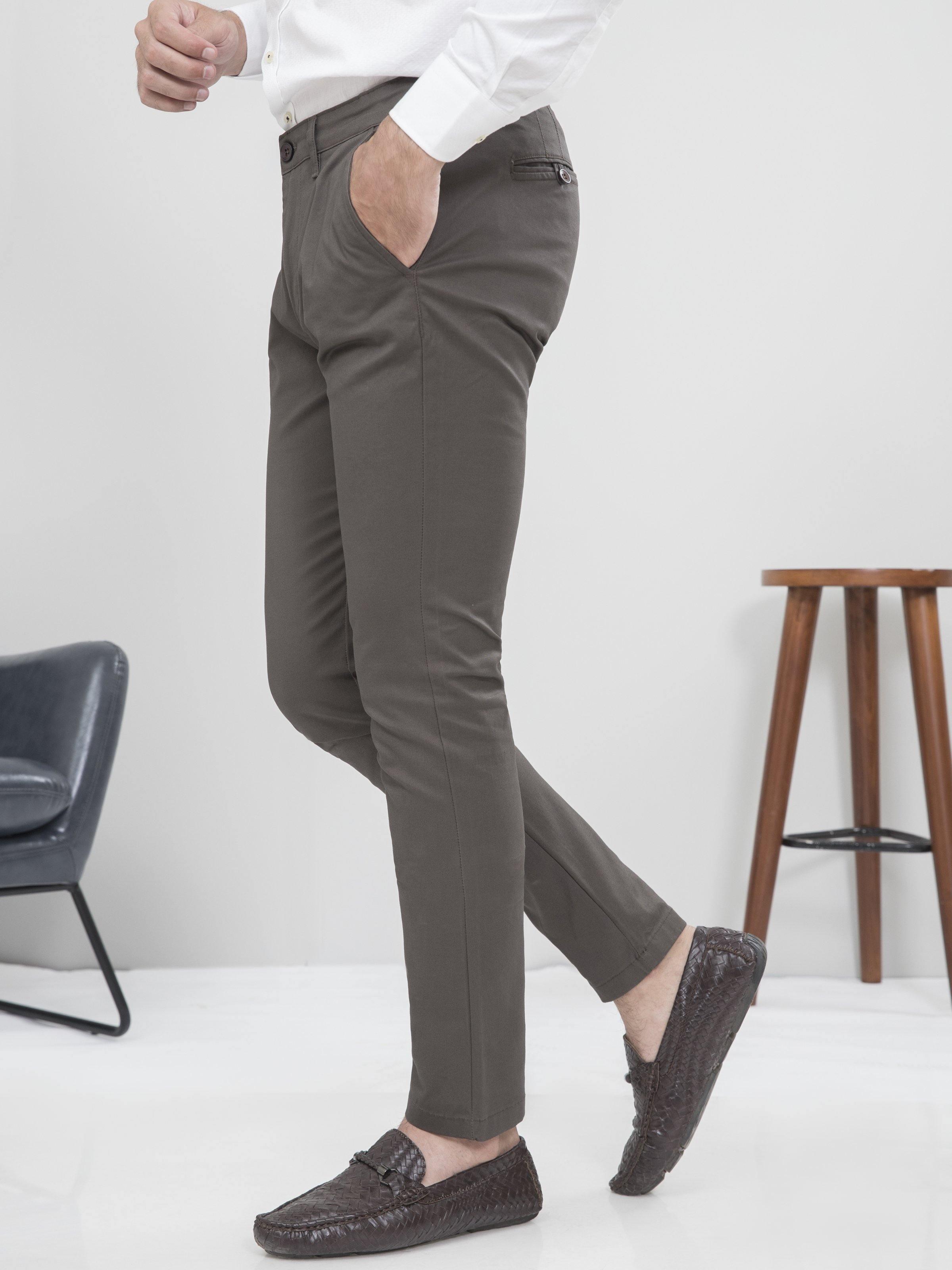 CASUAL PANT SLIM FIT GREEN GREY at Charcoal Clothing