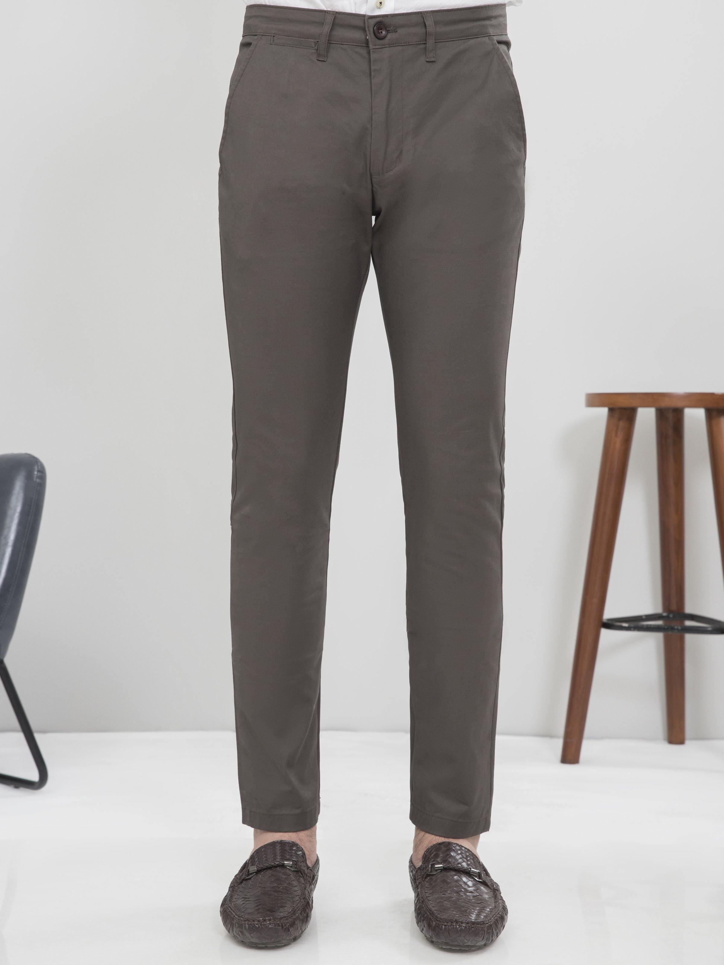CASUAL PANT SLIM FIT GREEN GREY at Charcoal Clothing