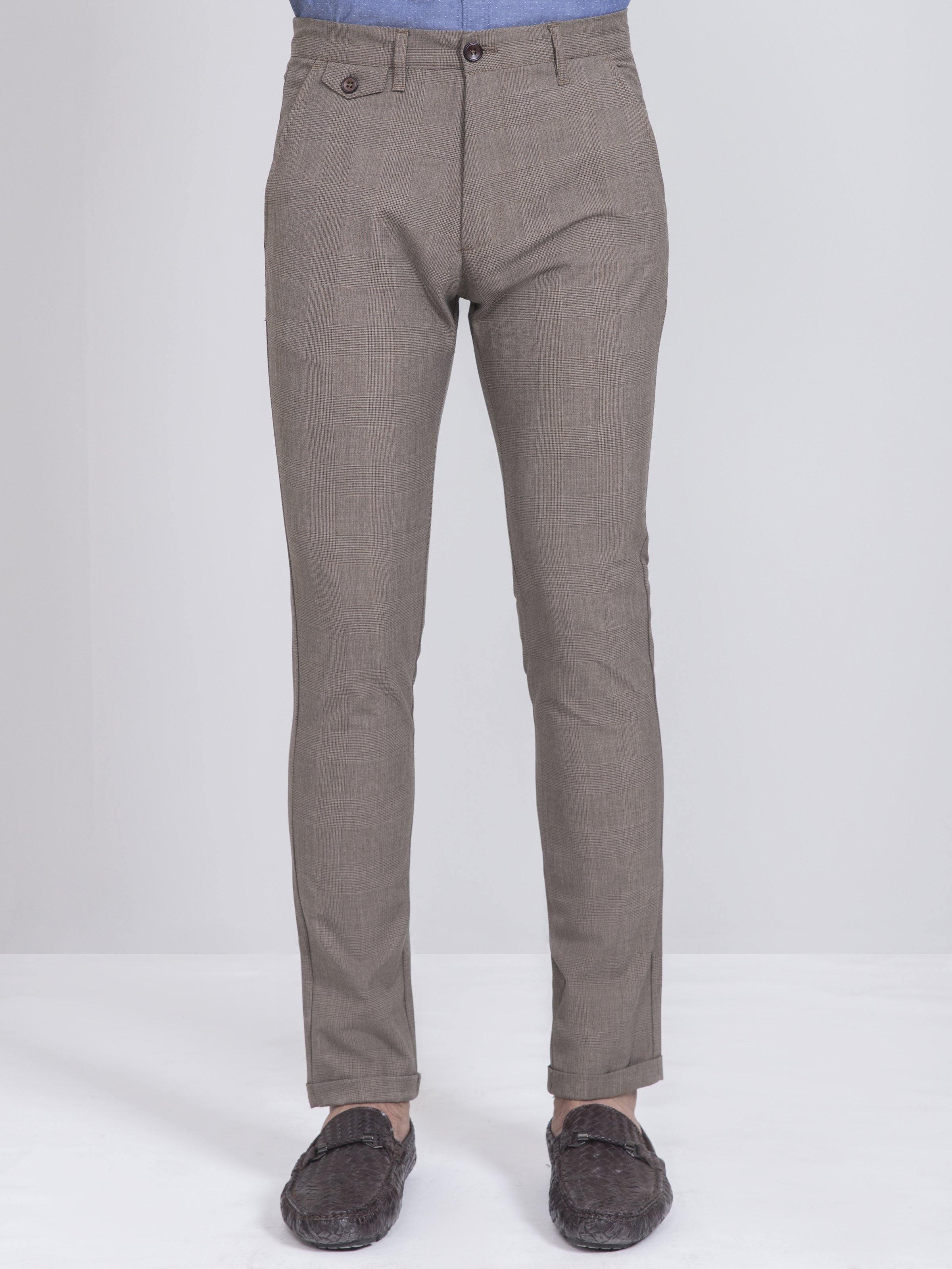 CASUAL PANT SLIM FIT KHAKI BROWN at Charcoal Clothing