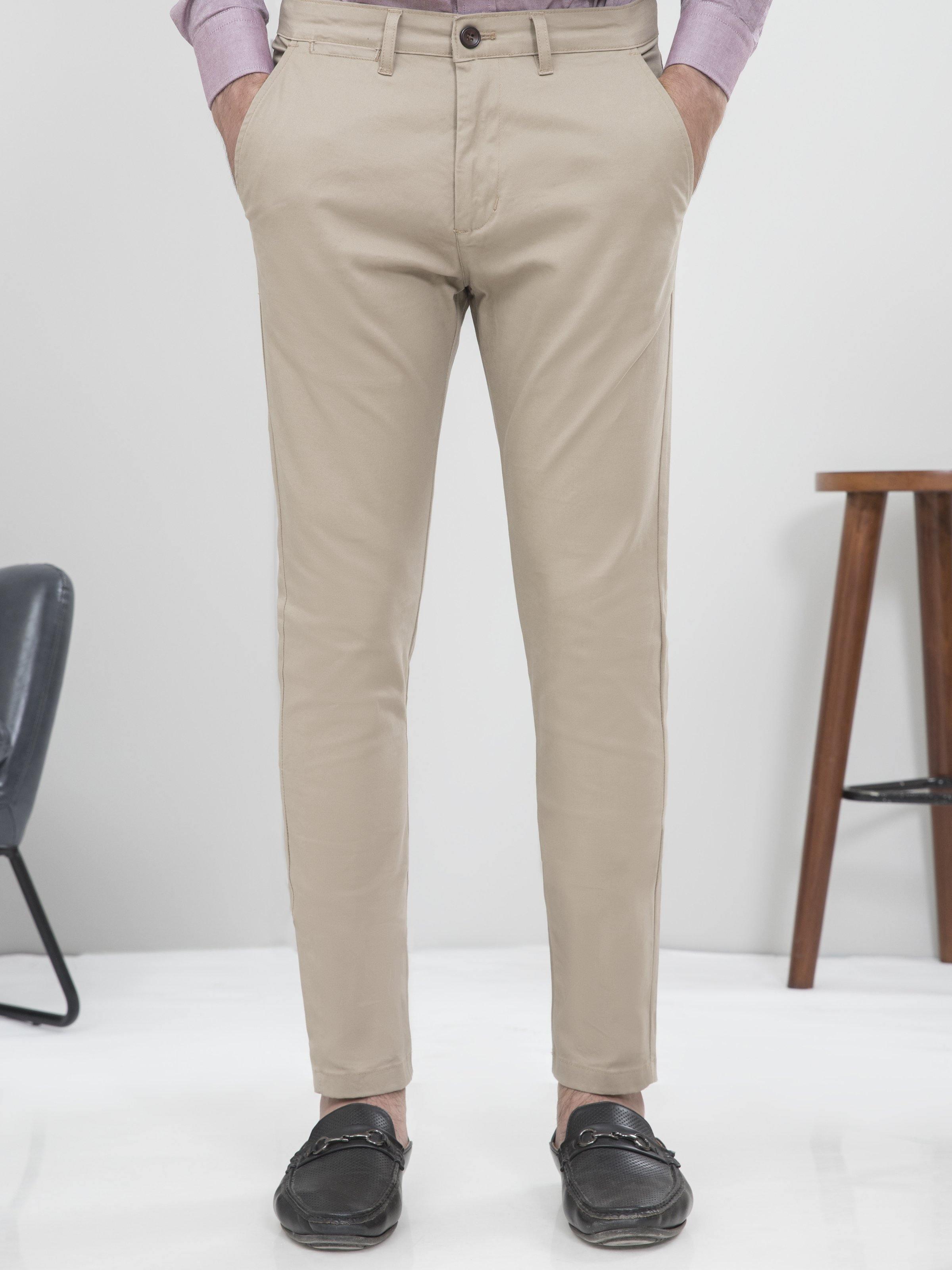 CASUAL PANT SLIM FIT LIGHT BROWN at Charcoal Clothing