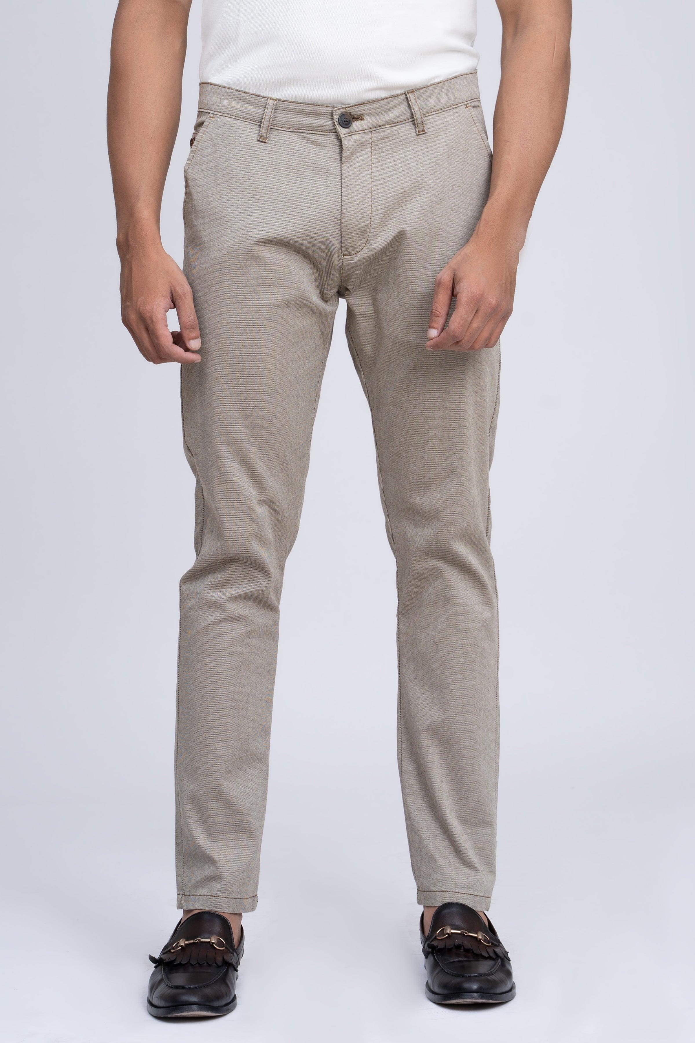 CASUAL PANT WITH DOUBLE BONE POCKET GREY KHAKI at Charcoal Clothing