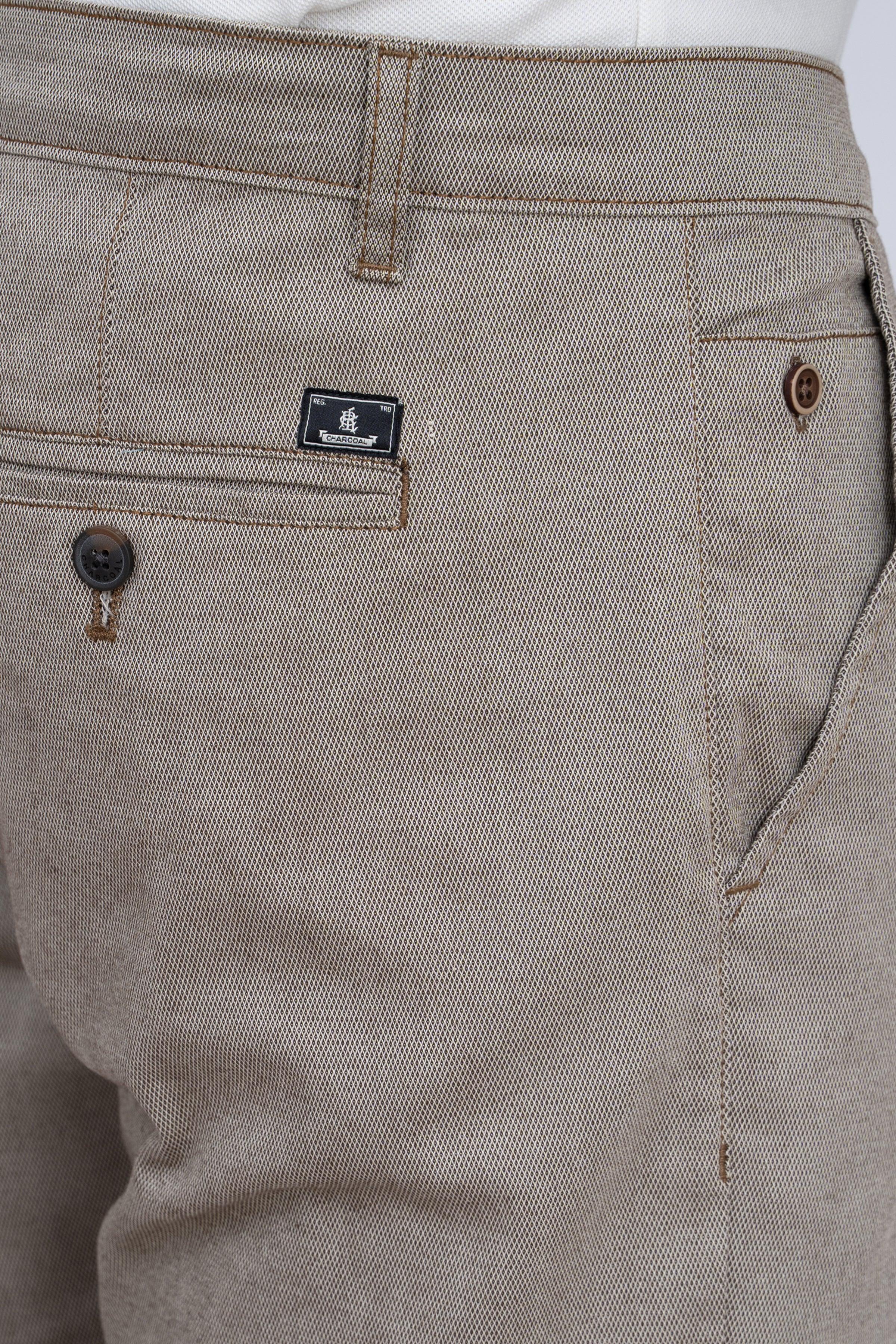 CASUAL PANT WITH DOUBLE BONE POCKET GREY KHAKI at Charcoal Clothing