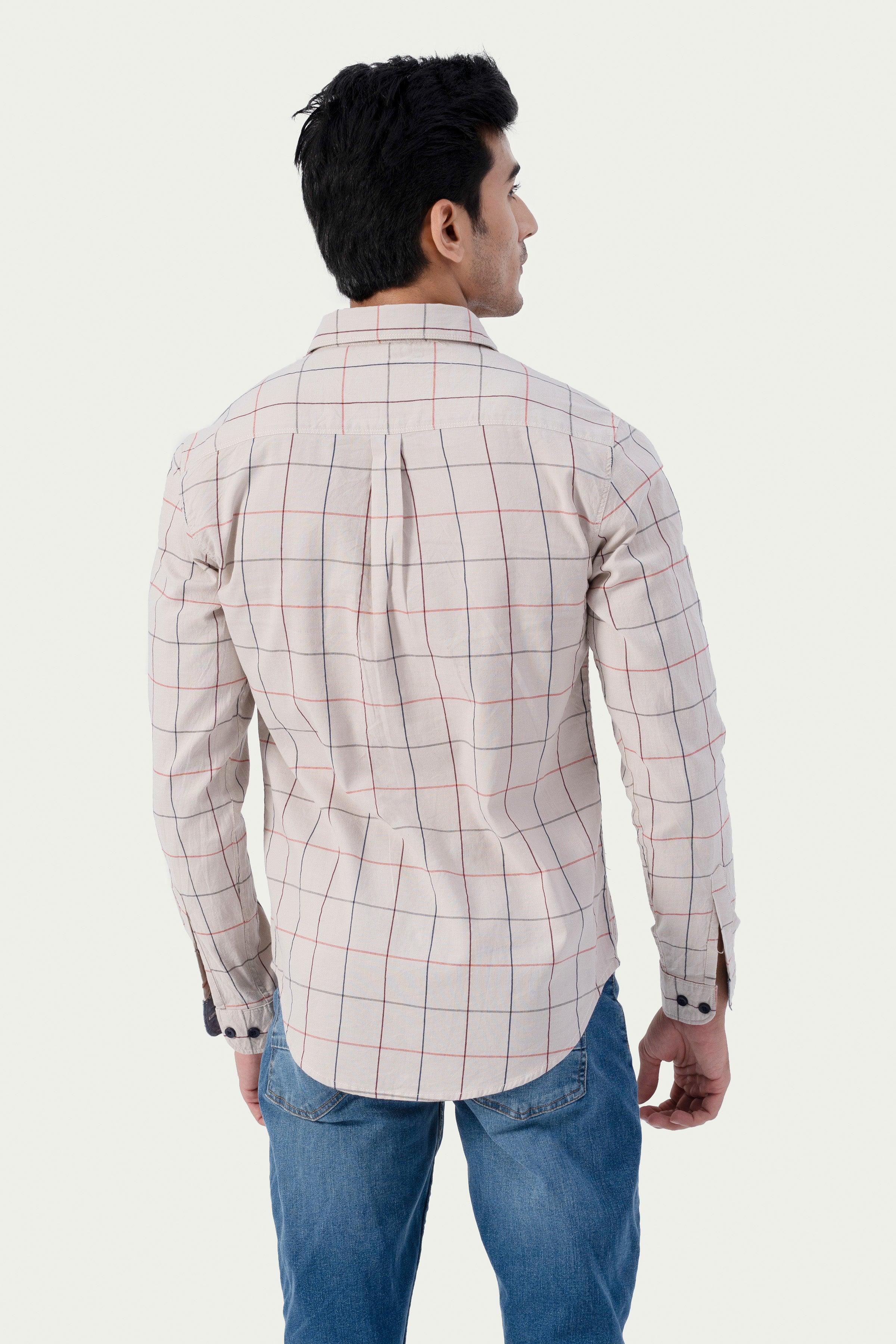 CASUAL SHIRT BEIGE CHECK at Charcoal Clothing