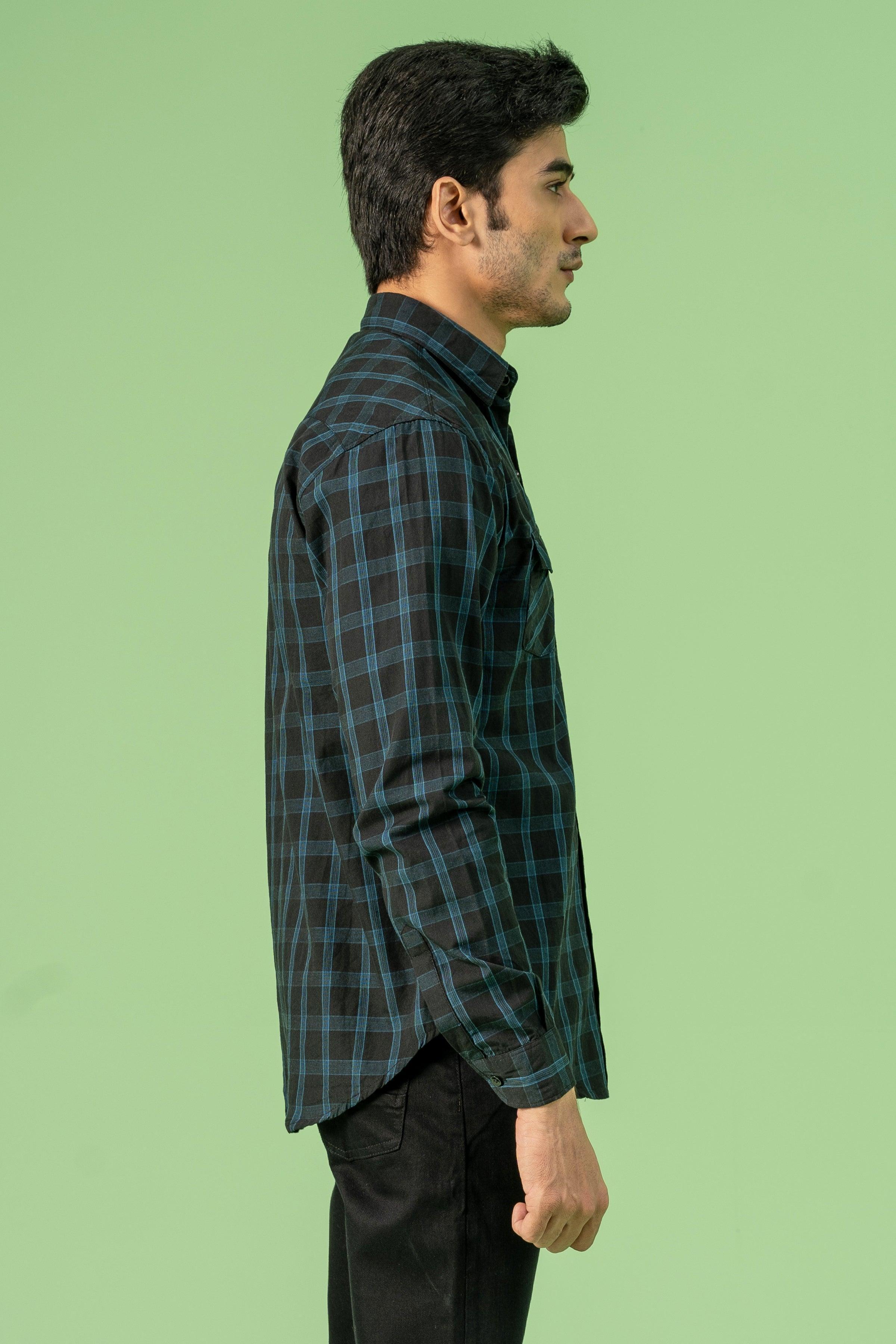 CASUAL SHIRT BLACK BLUE at Charcoal Clothing
