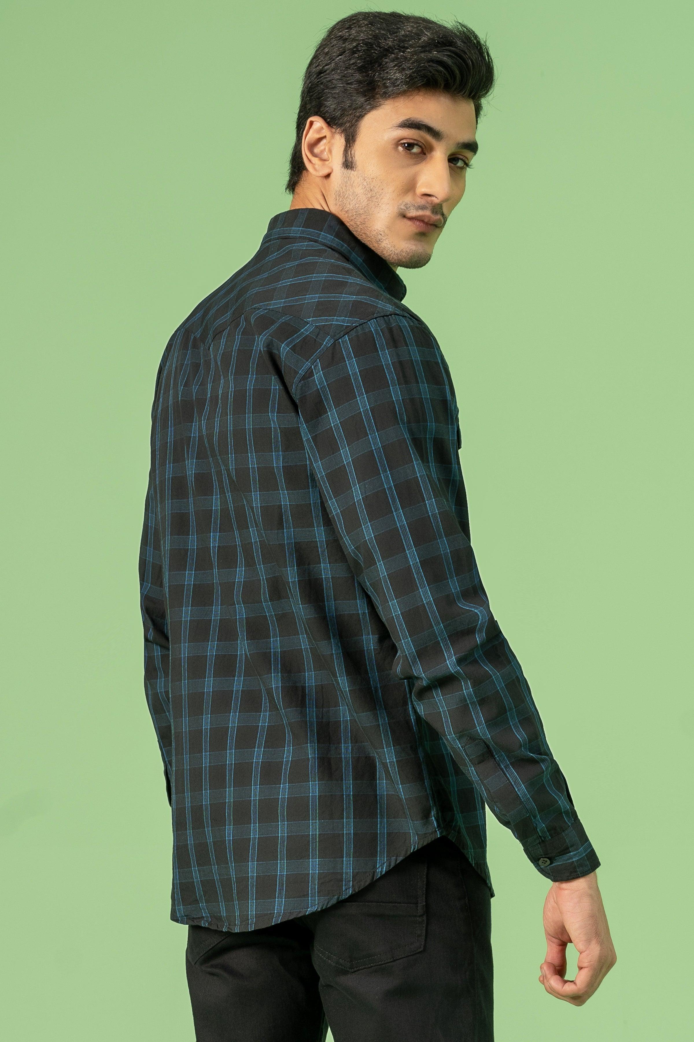 CASUAL SHIRT BLACK BLUE at Charcoal Clothing