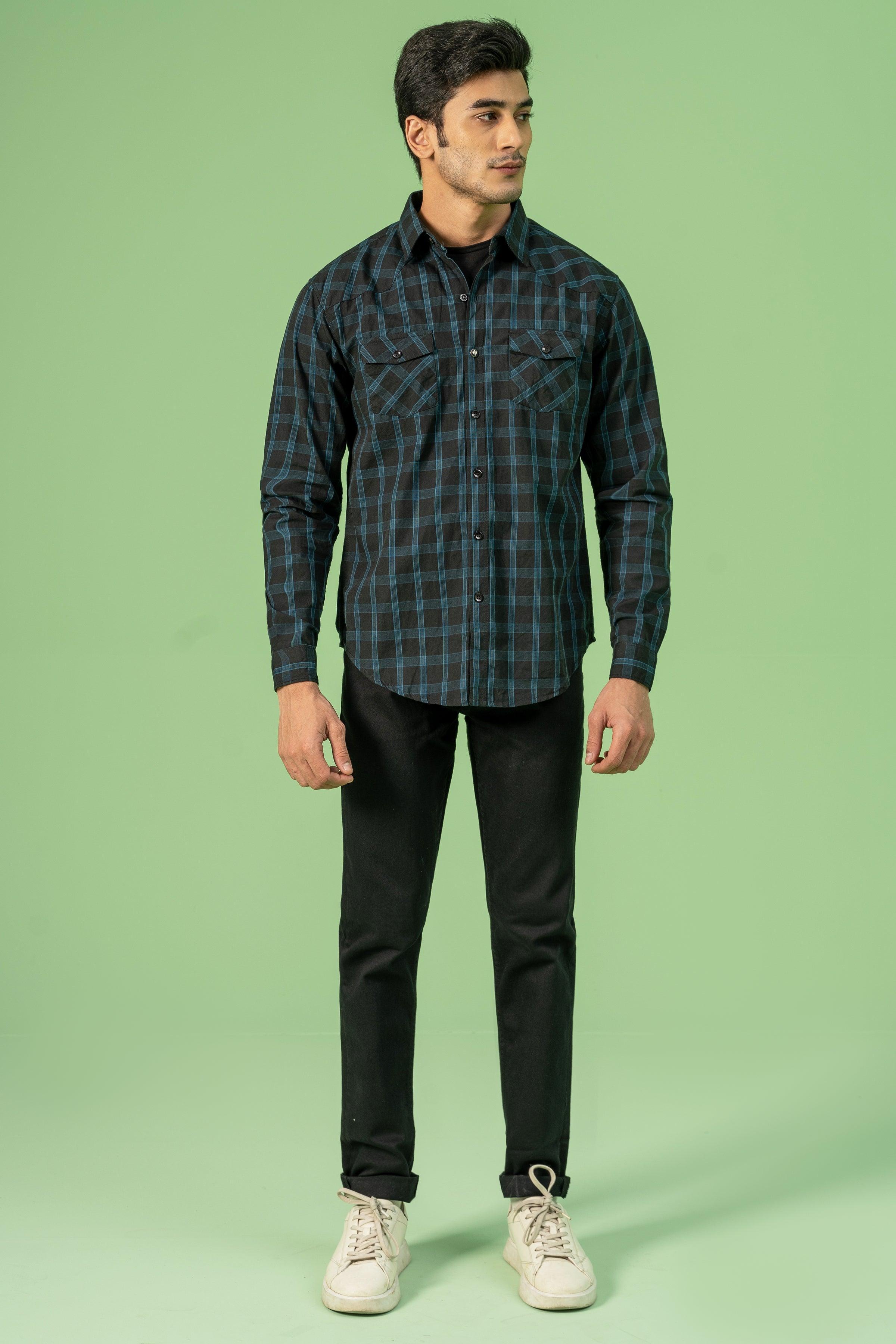 CASUAL SHIRT BLACK BLUE at Charcoal Clothing