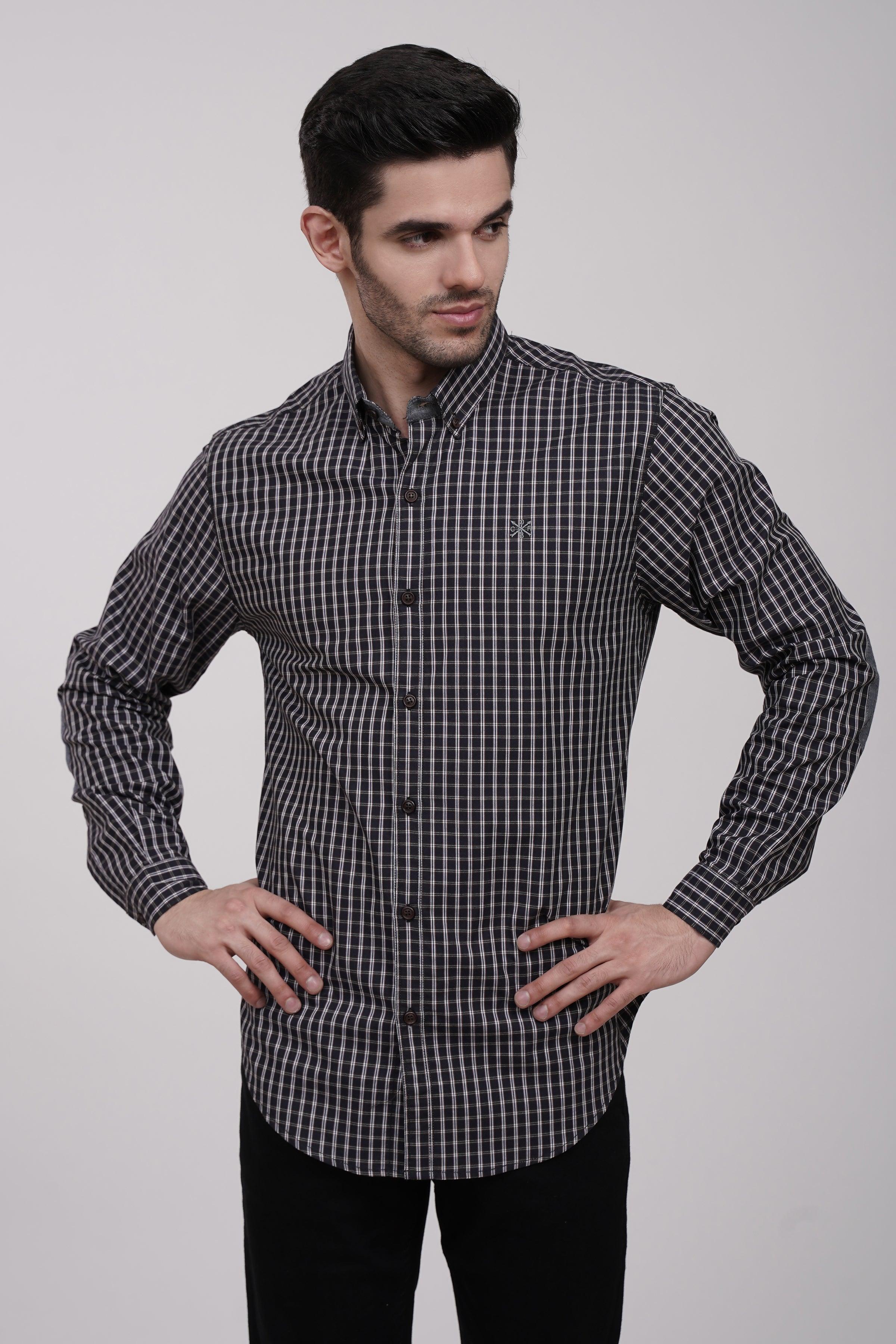 CASUAL SHIRT BLACK CHECK at Charcoal Clothing