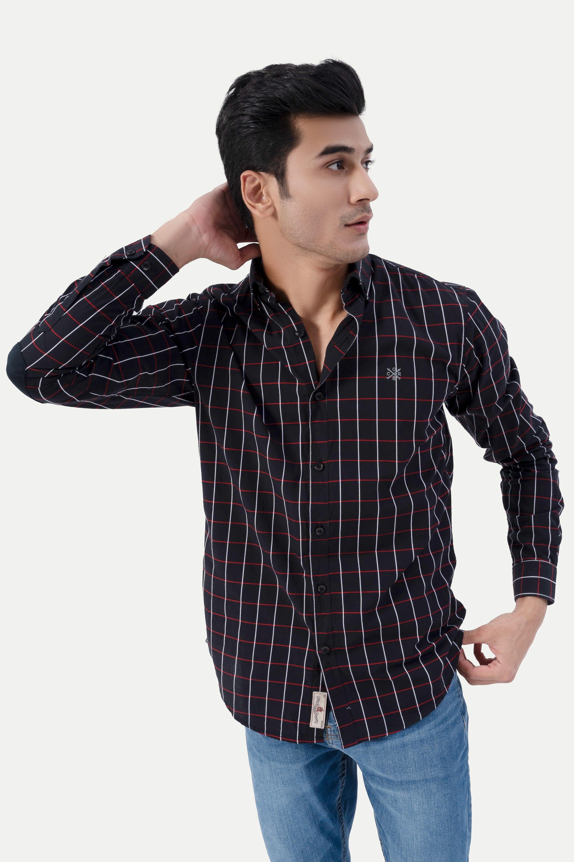 CASUAL SHIRT BLACK CHECK at Charcoal Clothing