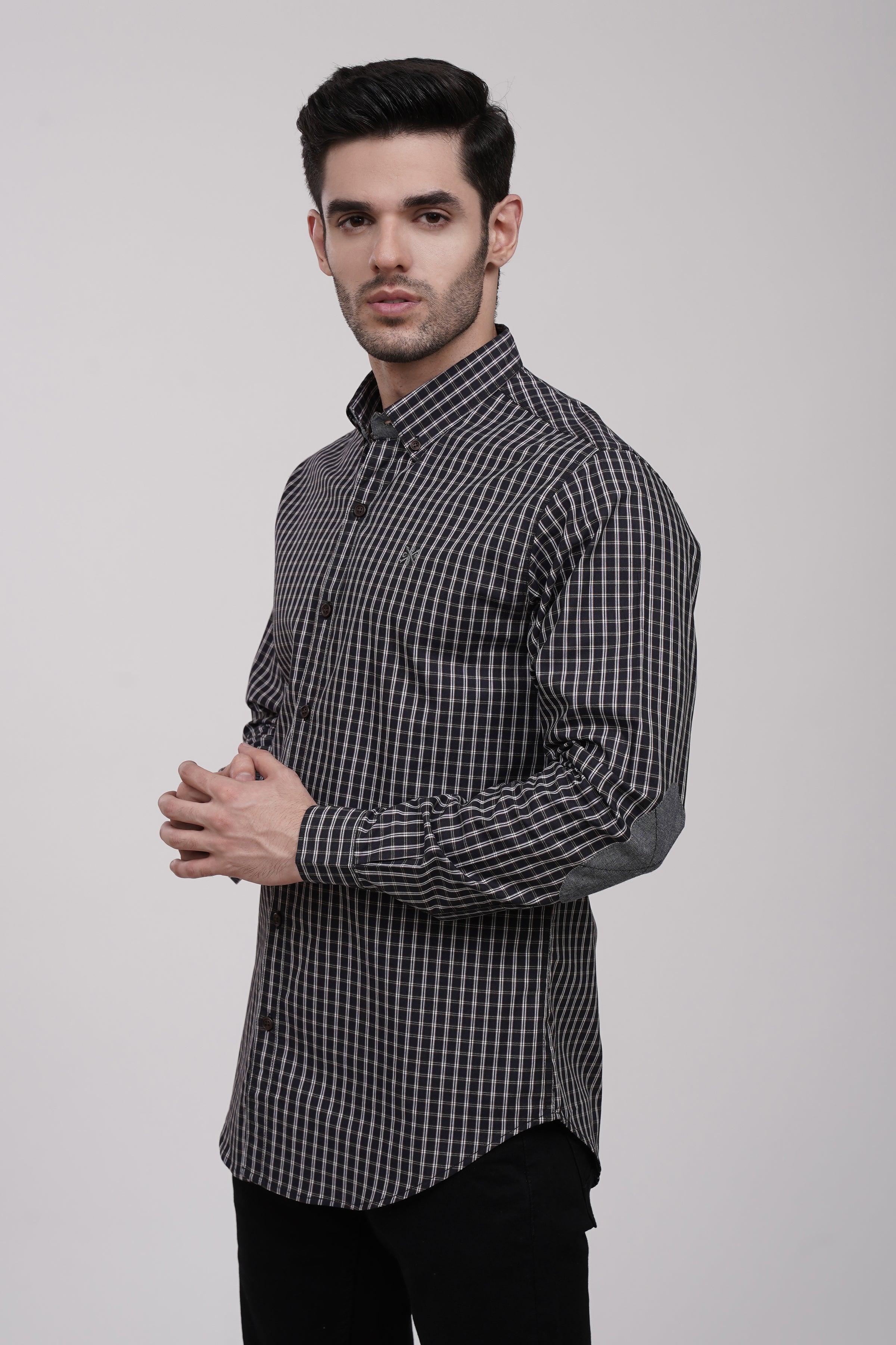 CASUAL SHIRT BLACK CHECK at Charcoal Clothing