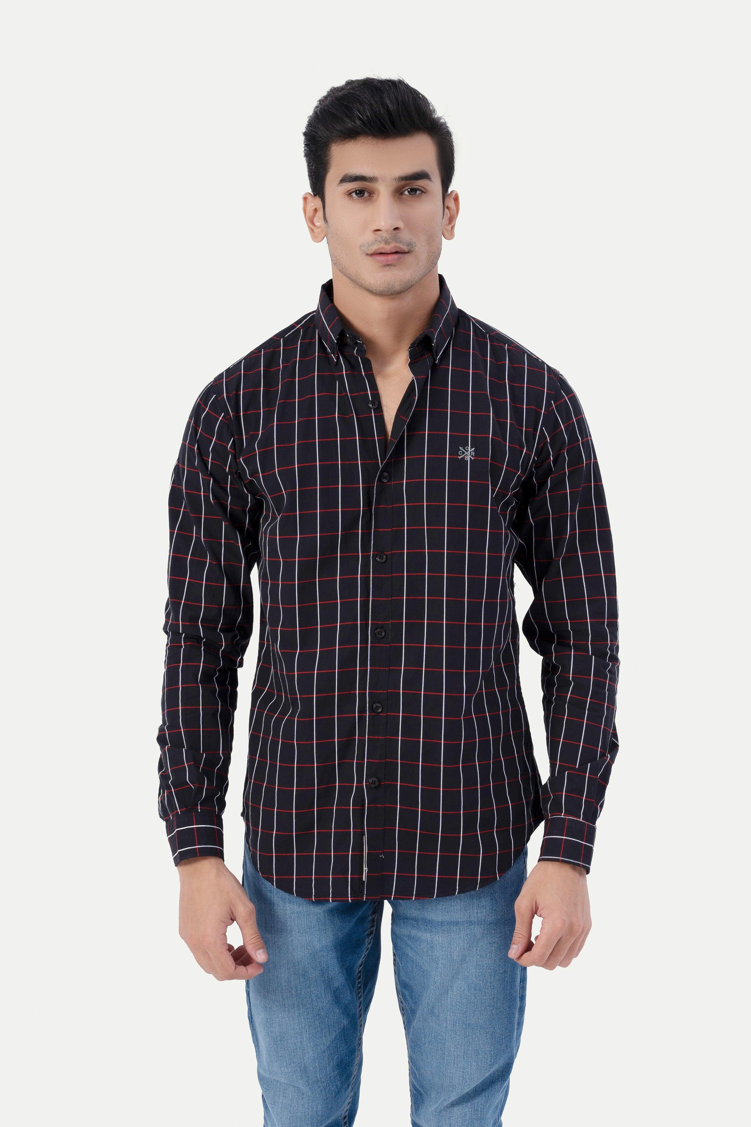 CASUAL SHIRT BLACK CHECK at Charcoal Clothing