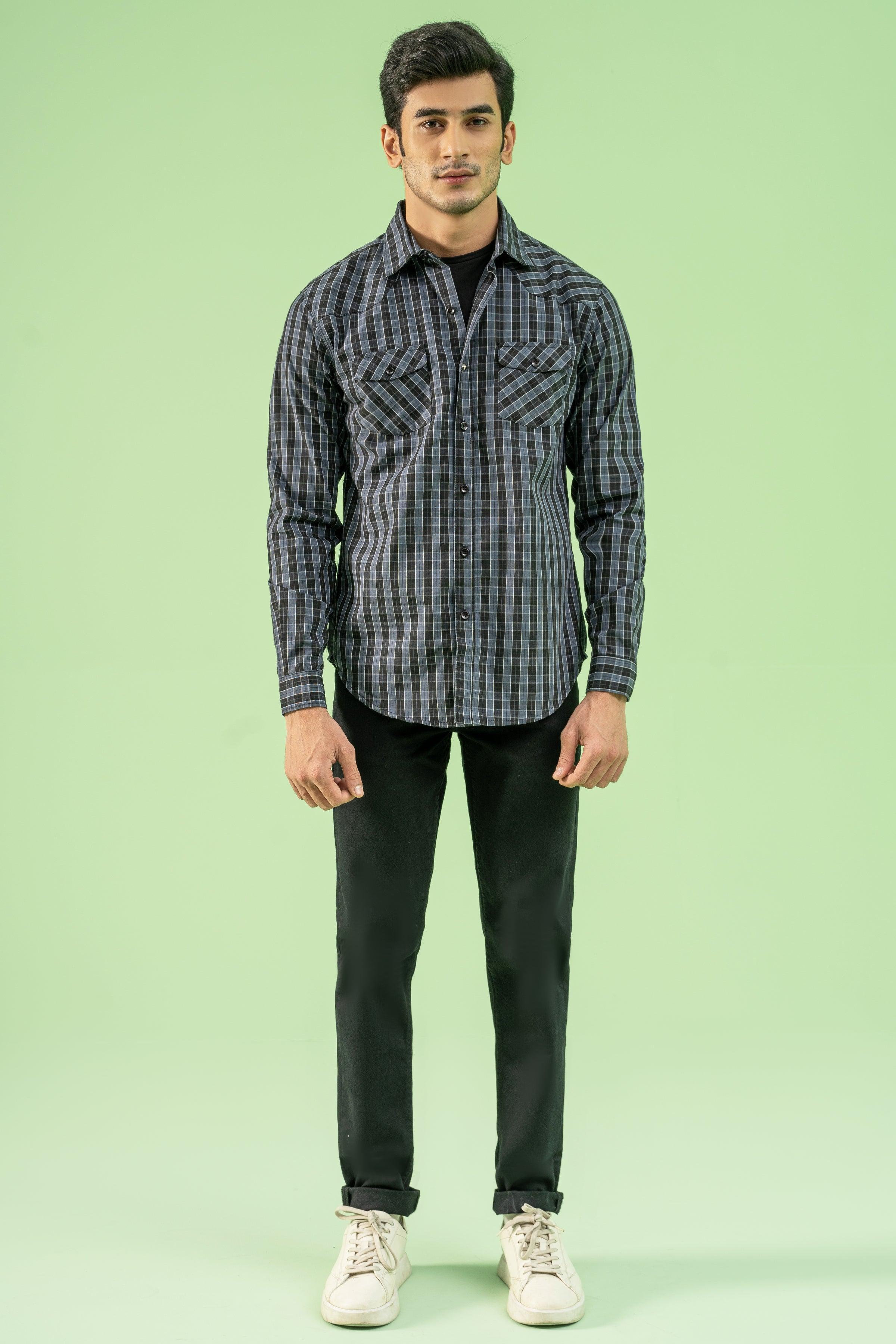 CASUAL SHIRT BLACK GREY at Charcoal Clothing