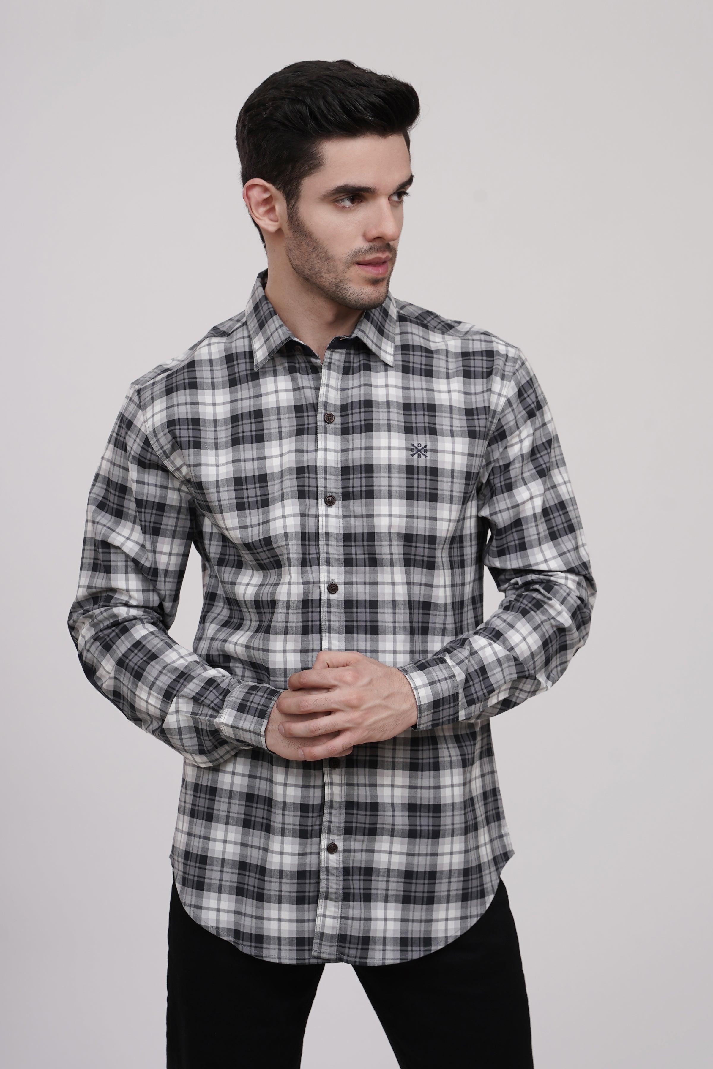 CASUAL SHIRT BLACK GREY at Charcoal Clothing
