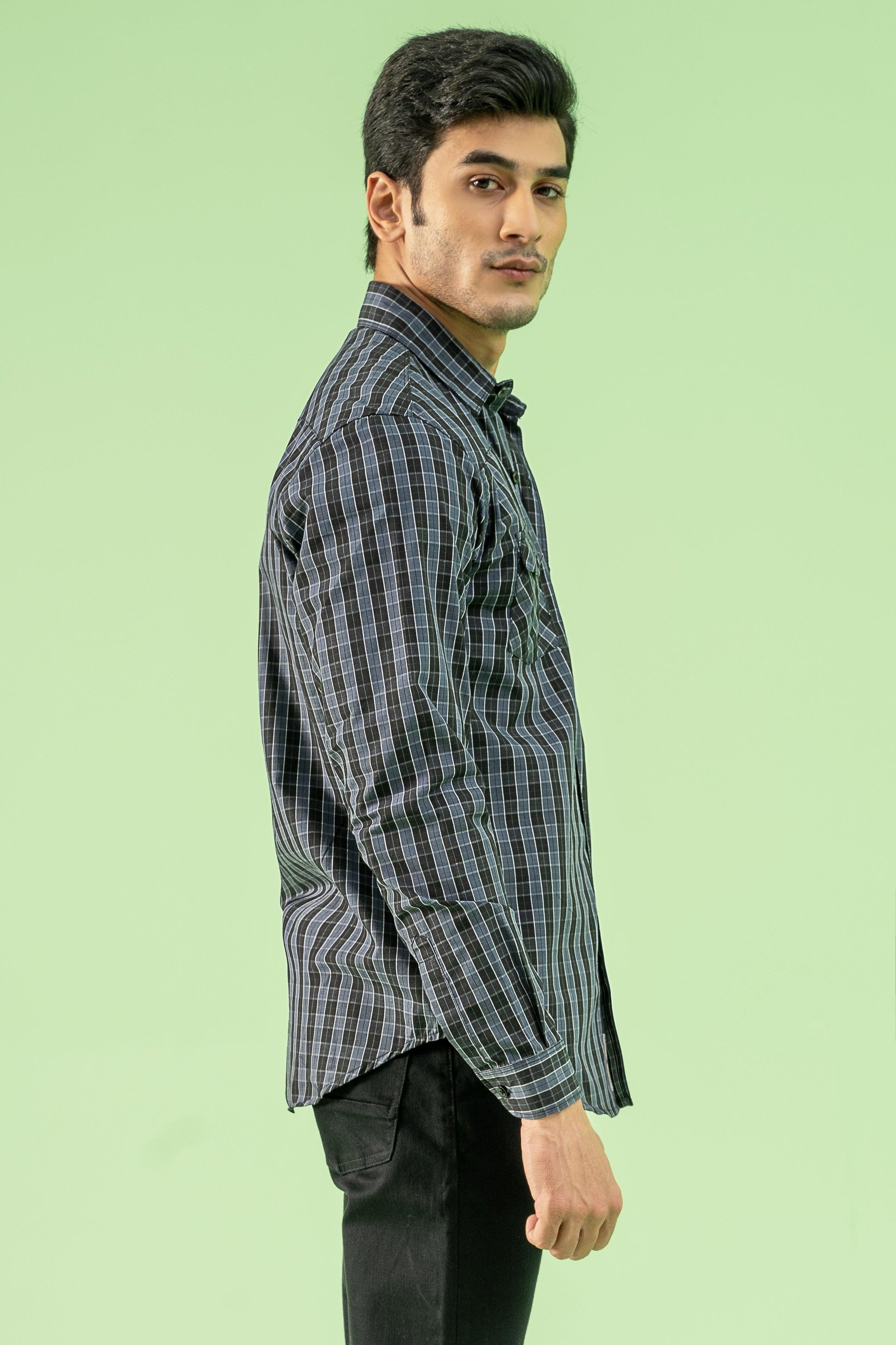 CASUAL SHIRT BLACK GREY at Charcoal Clothing