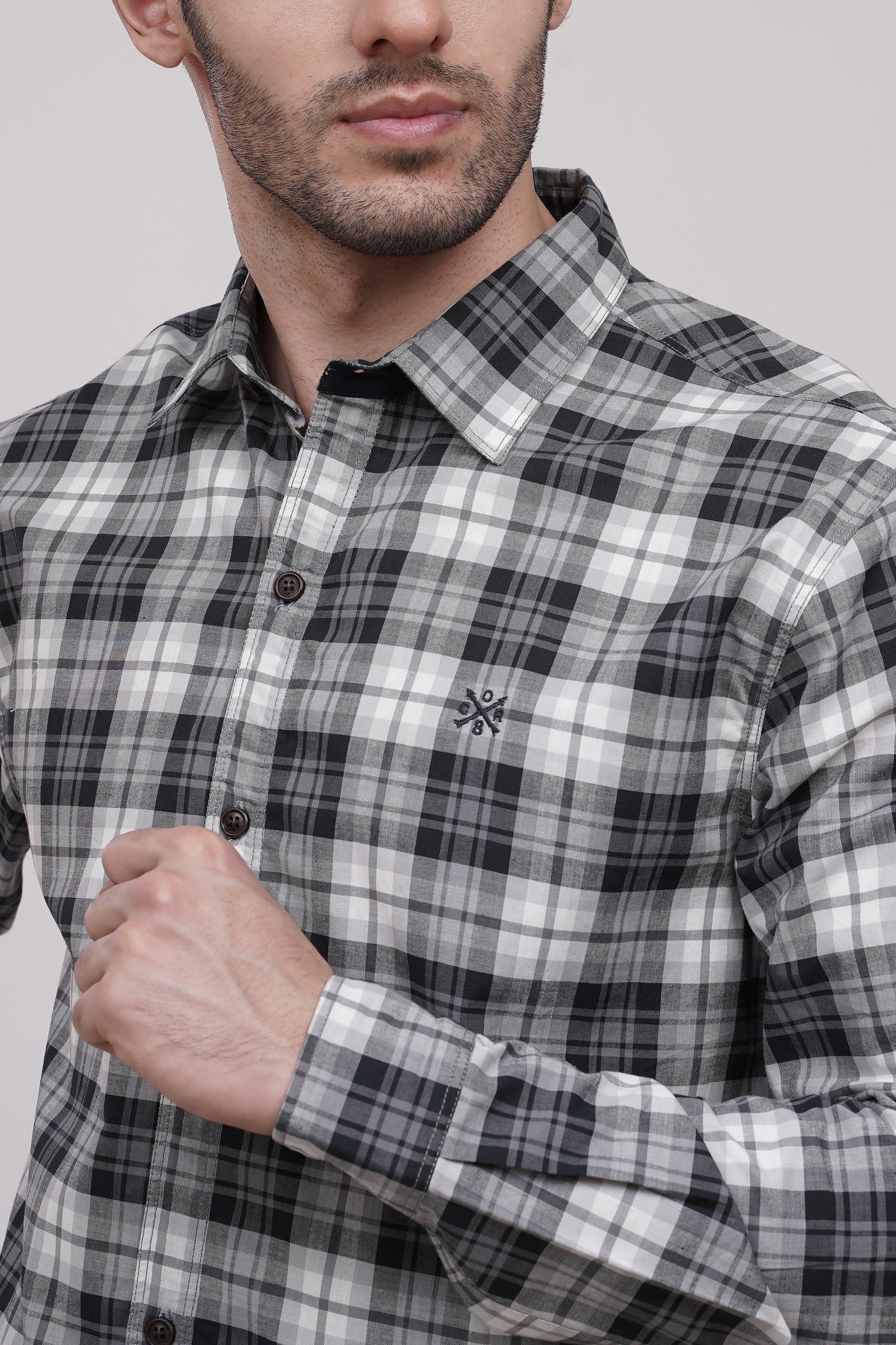 CASUAL SHIRT BLACK GREY at Charcoal Clothing