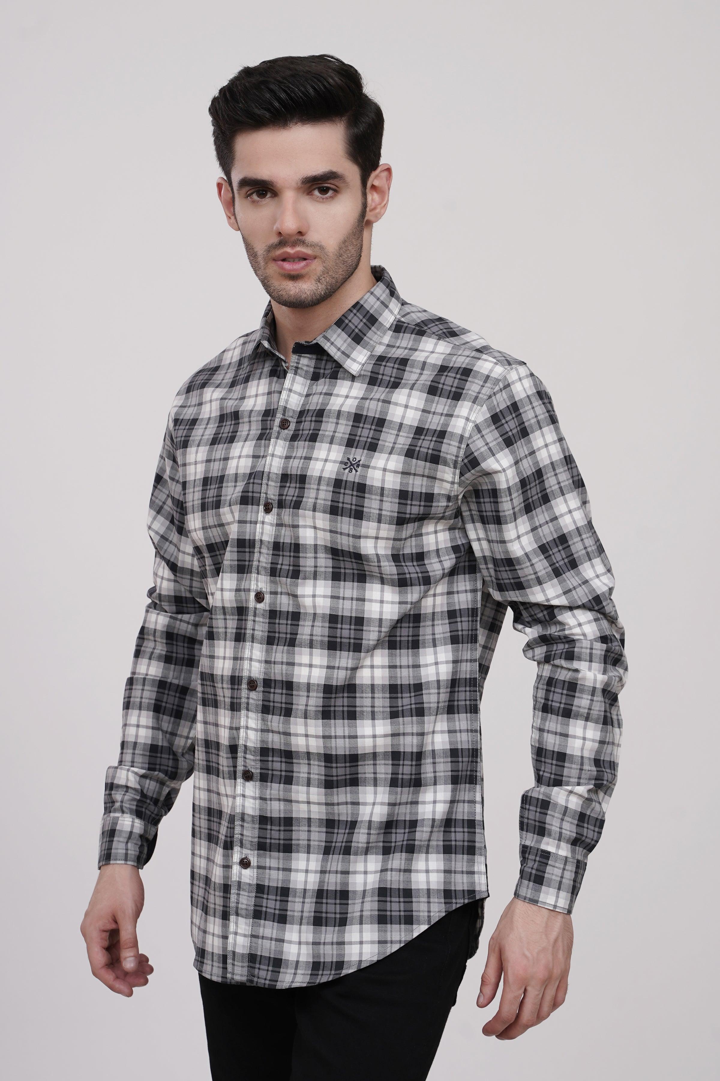CASUAL SHIRT BLACK GREY at Charcoal Clothing