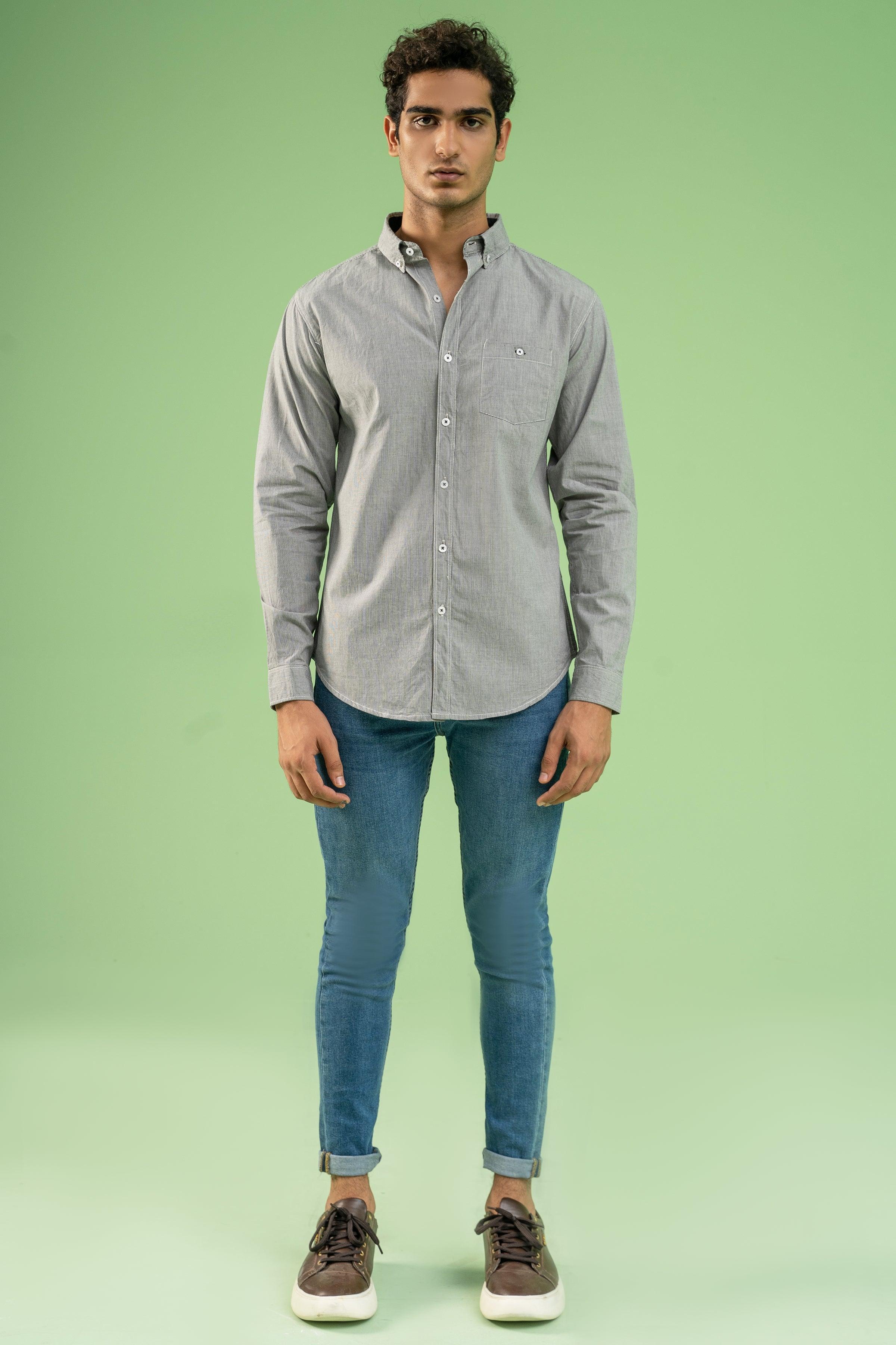 CASUAL SHIRT BLACK GREY at Charcoal Clothing