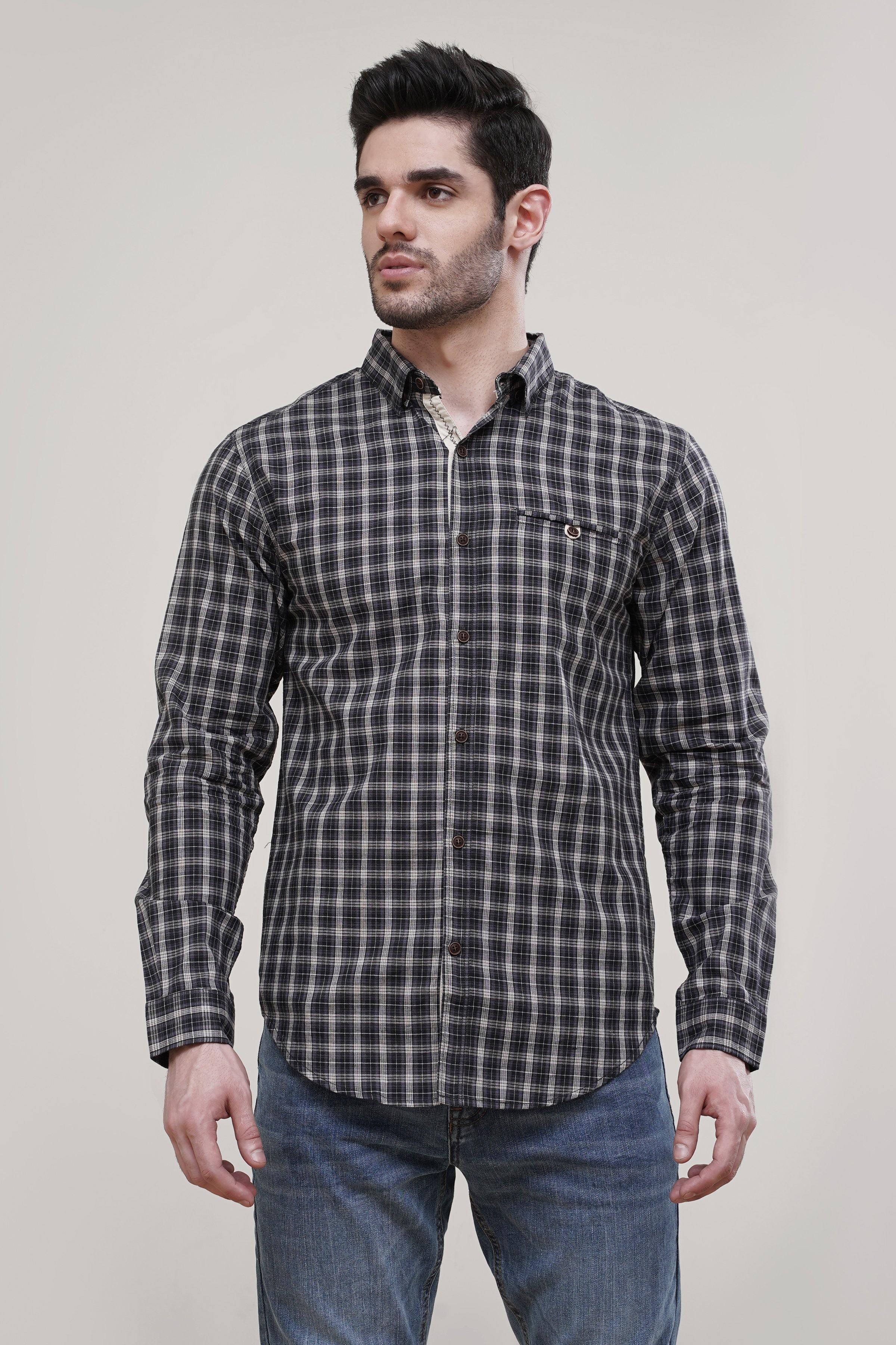 CASUAL SHIRT BLACK KHAKI at Charcoal Clothing