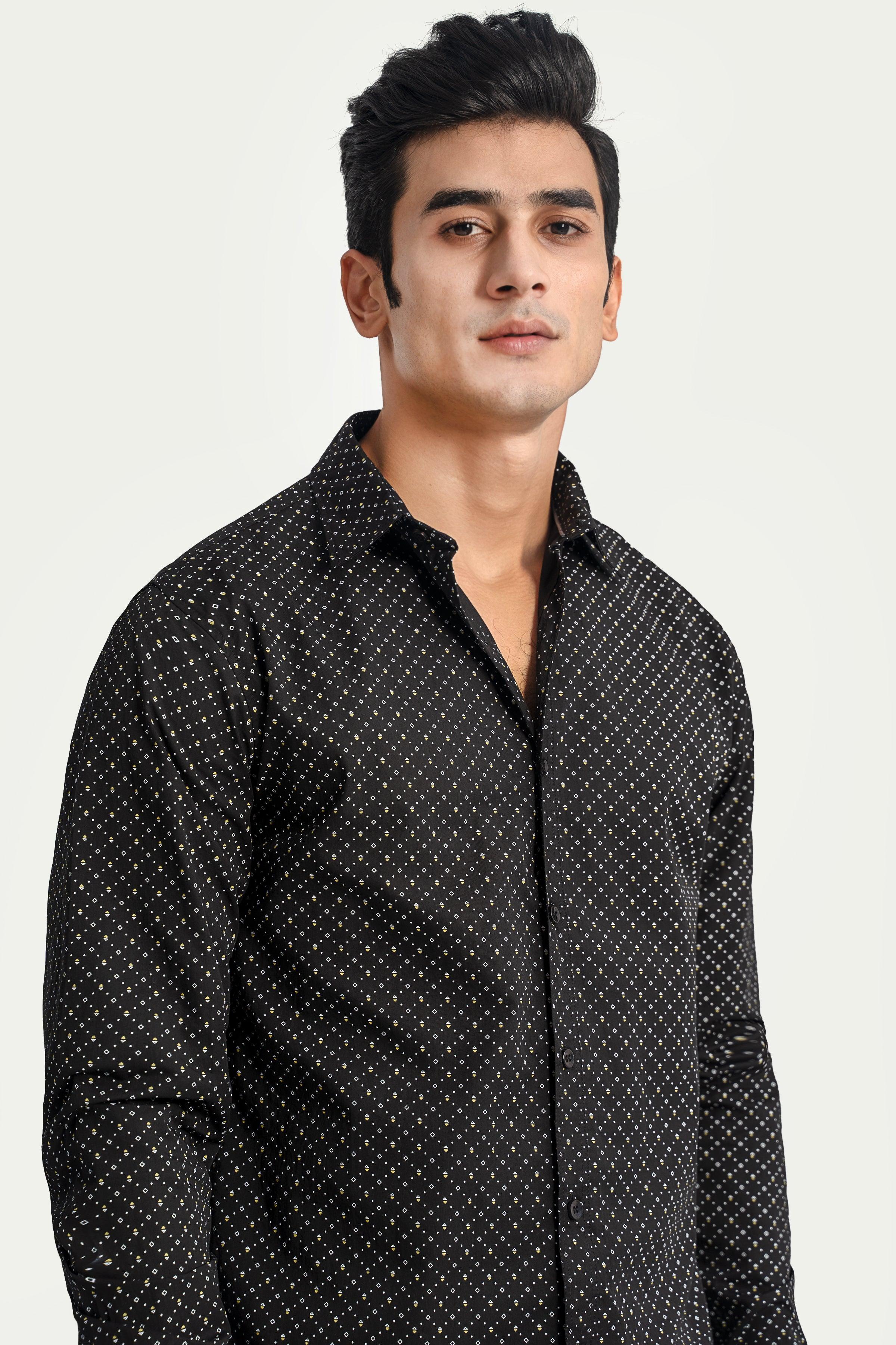 CASUAL SHIRT BLACK PRINTED at Charcoal Clothing