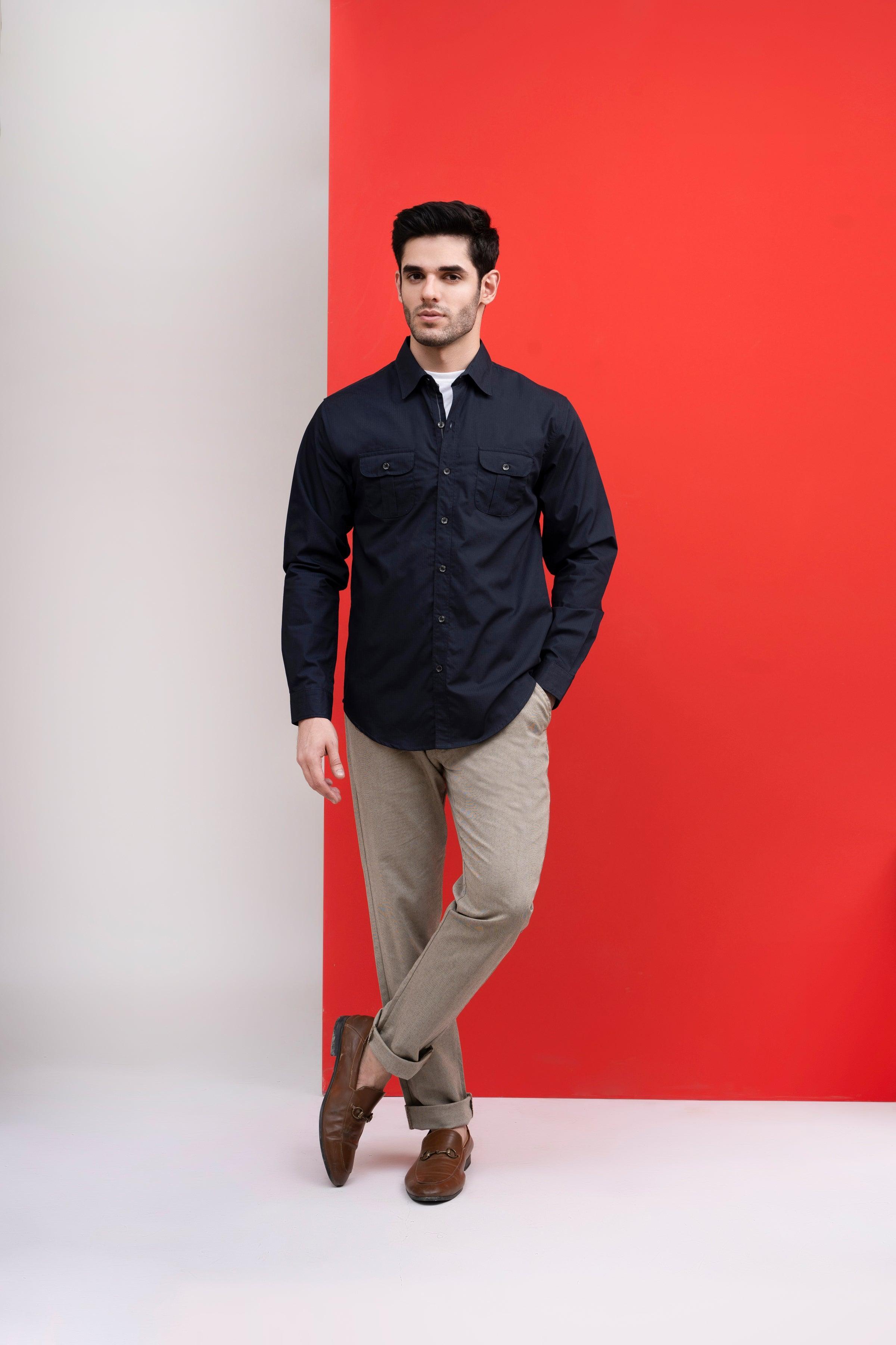 CASUAL SHIRT BLACK at Charcoal Clothing