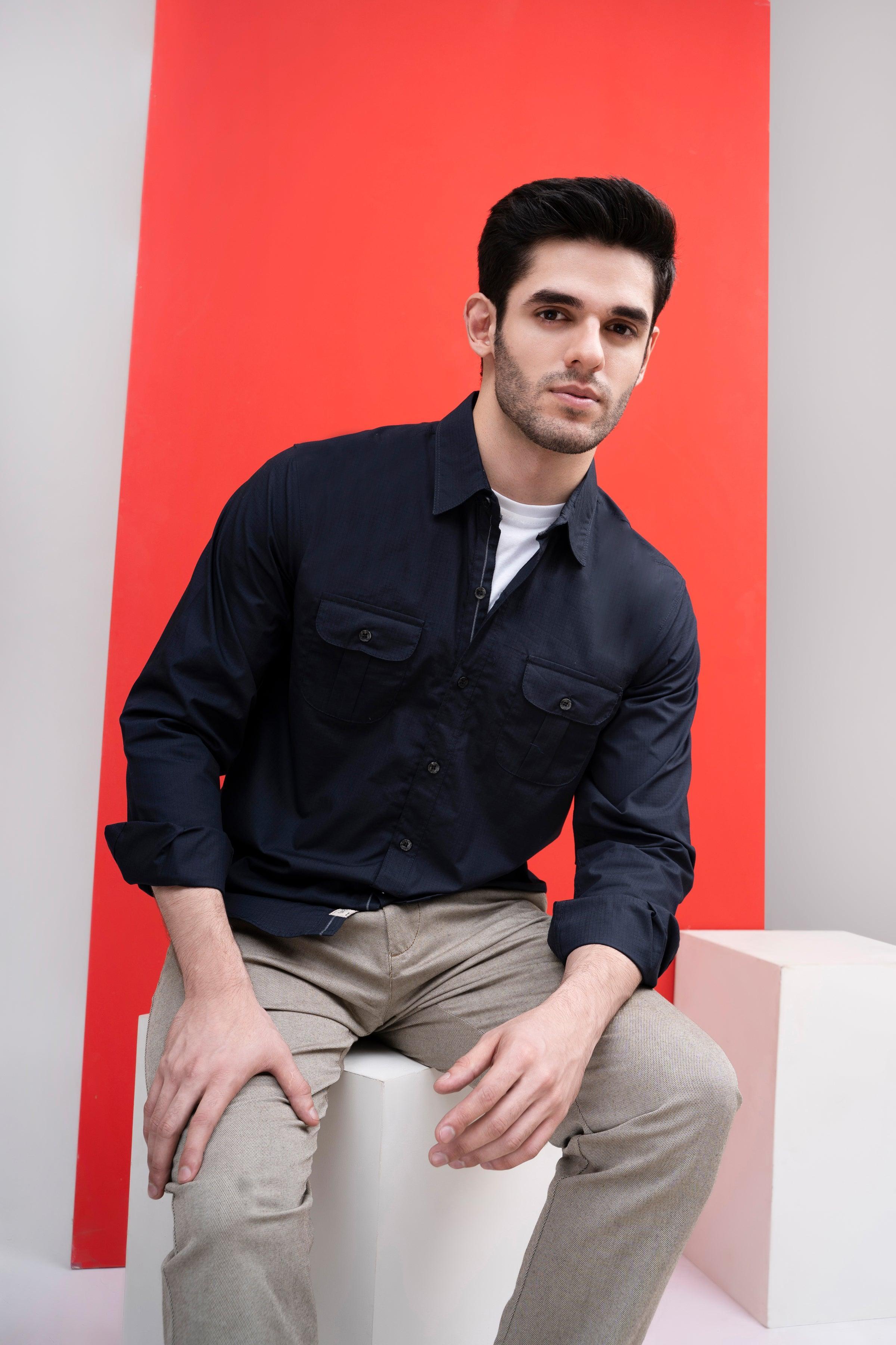 CASUAL SHIRT BLACK at Charcoal Clothing