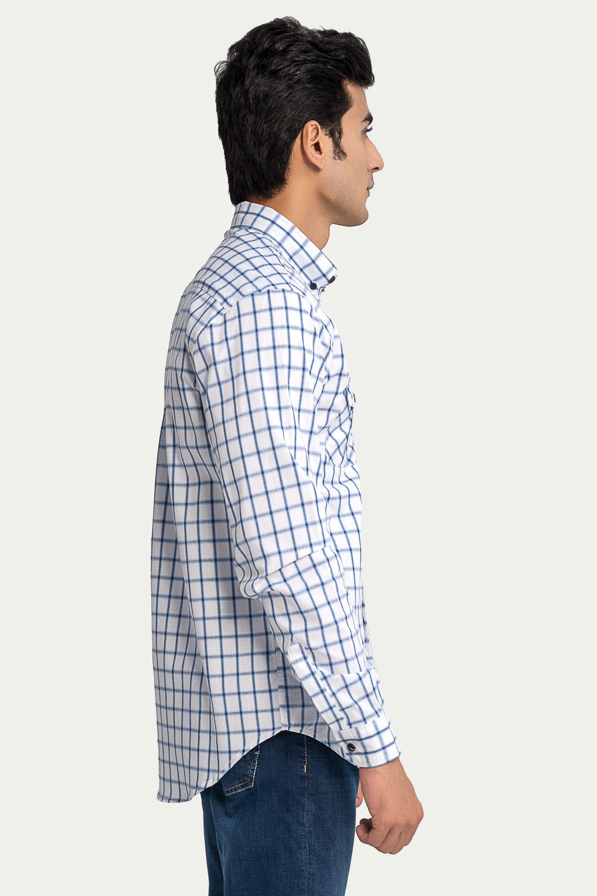 CASUAL SHIRT BLUE CHECK at Charcoal Clothing