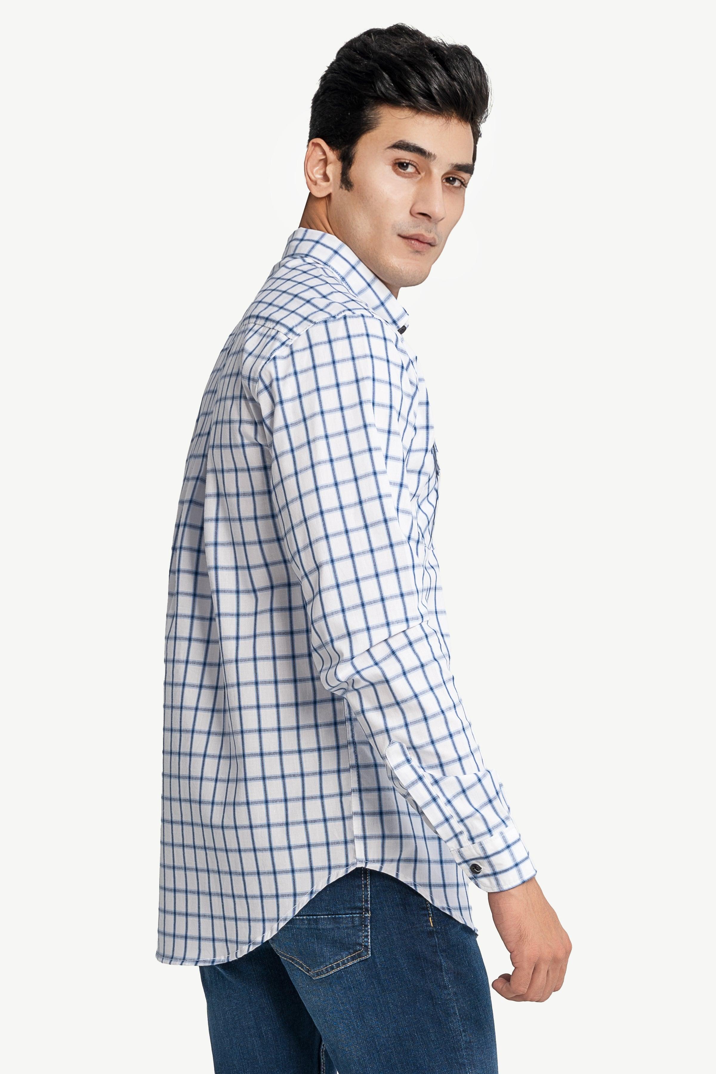 CASUAL SHIRT BLUE CHECK at Charcoal Clothing
