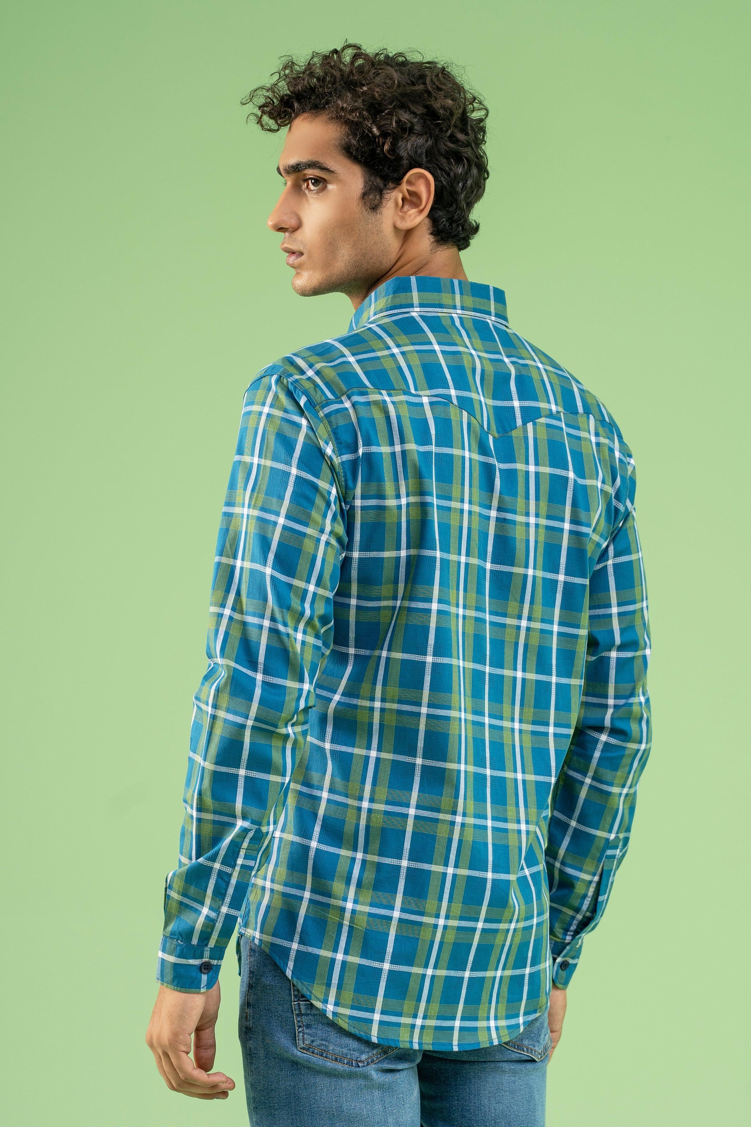 CASUAL SHIRT BLUE GREEN at Charcoal Clothing