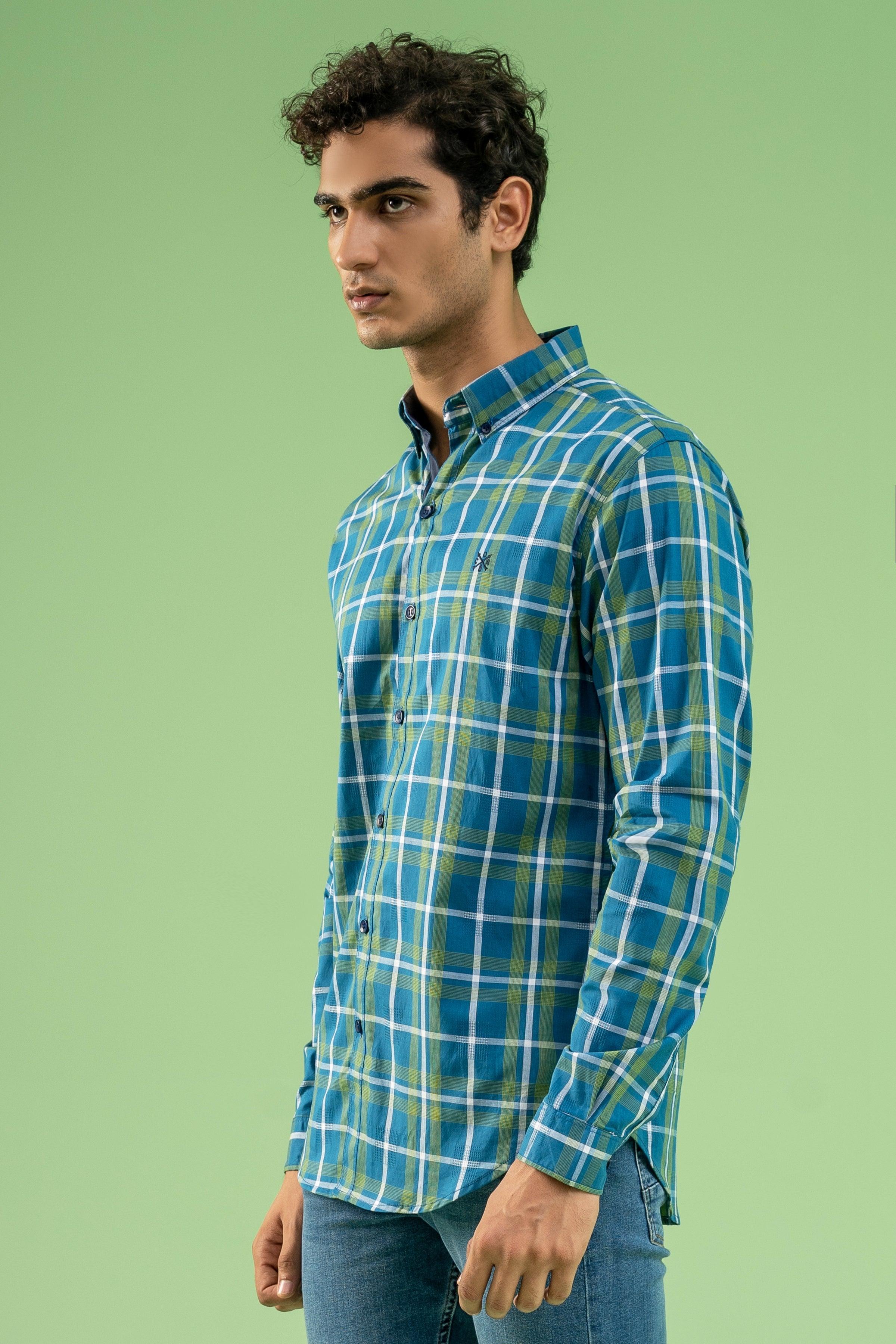 CASUAL SHIRT BLUE GREEN at Charcoal Clothing