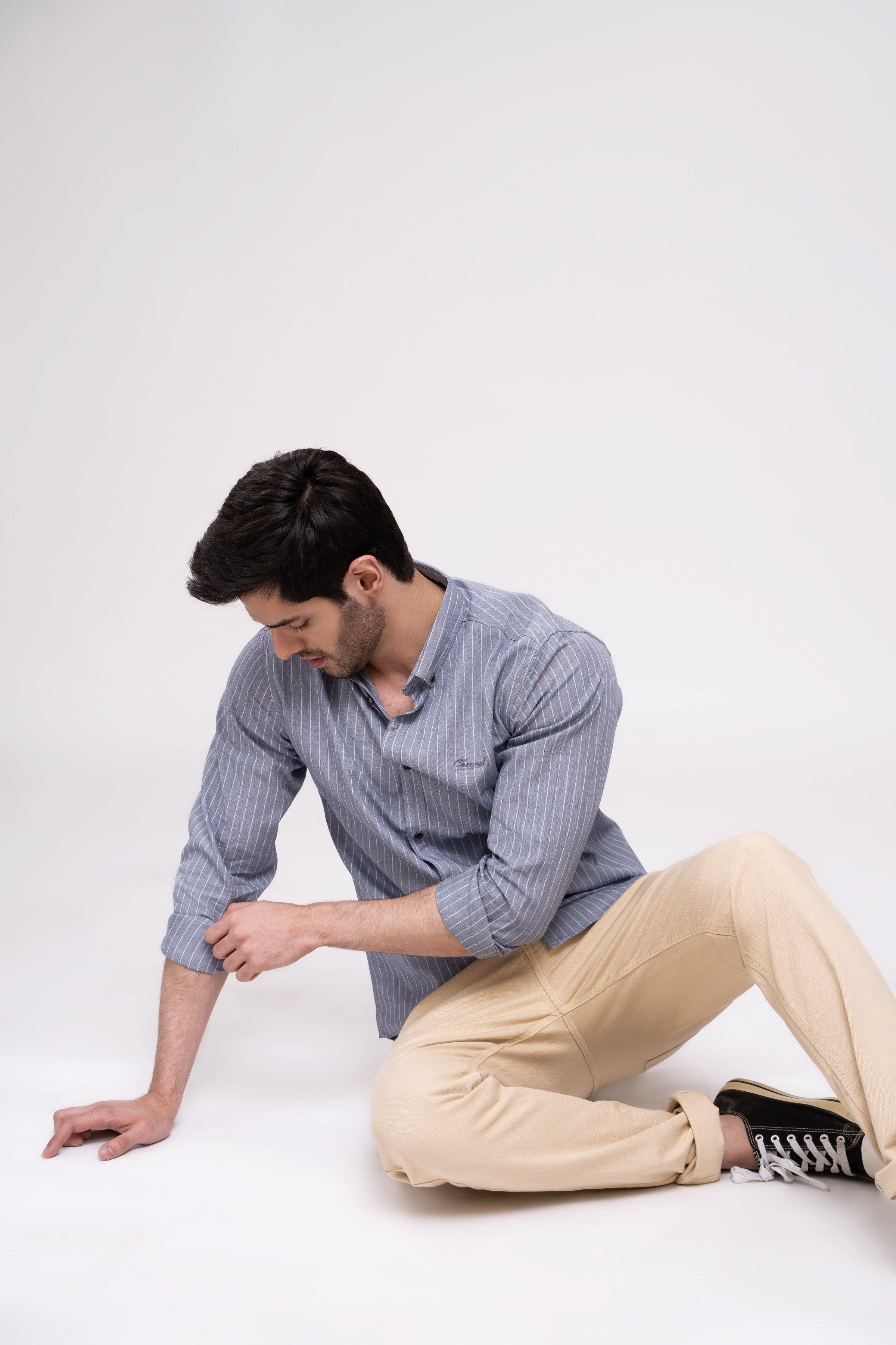 CASUAL SHIRT BLUE GREY at Charcoal Clothing