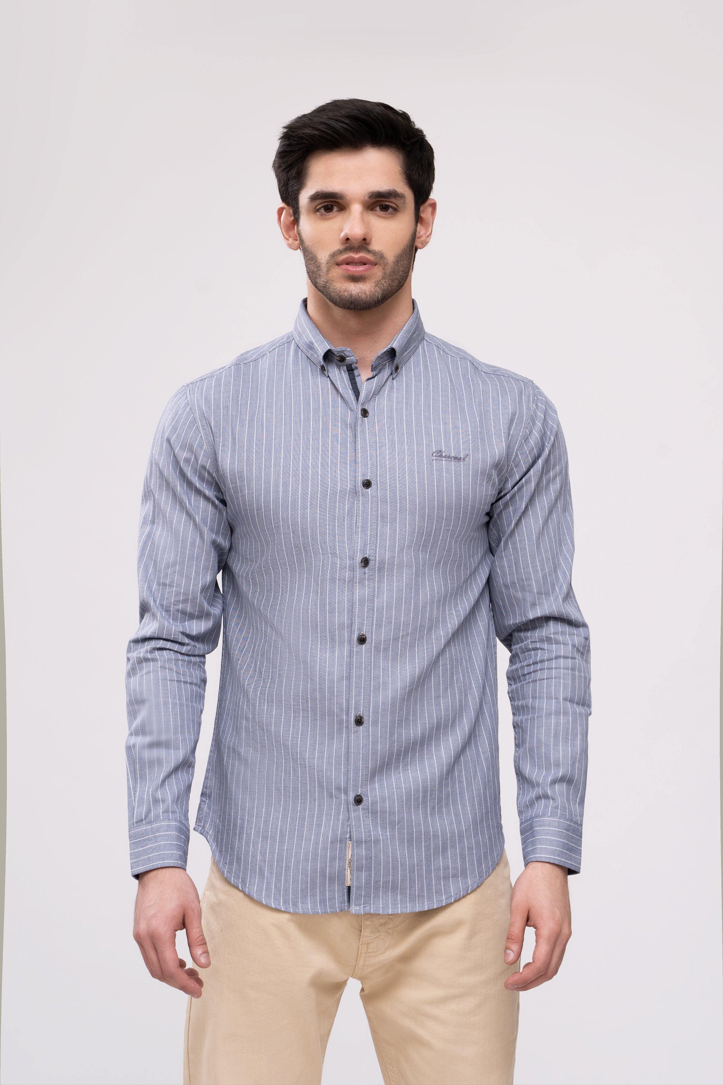 CASUAL SHIRT BLUE GREY at Charcoal Clothing