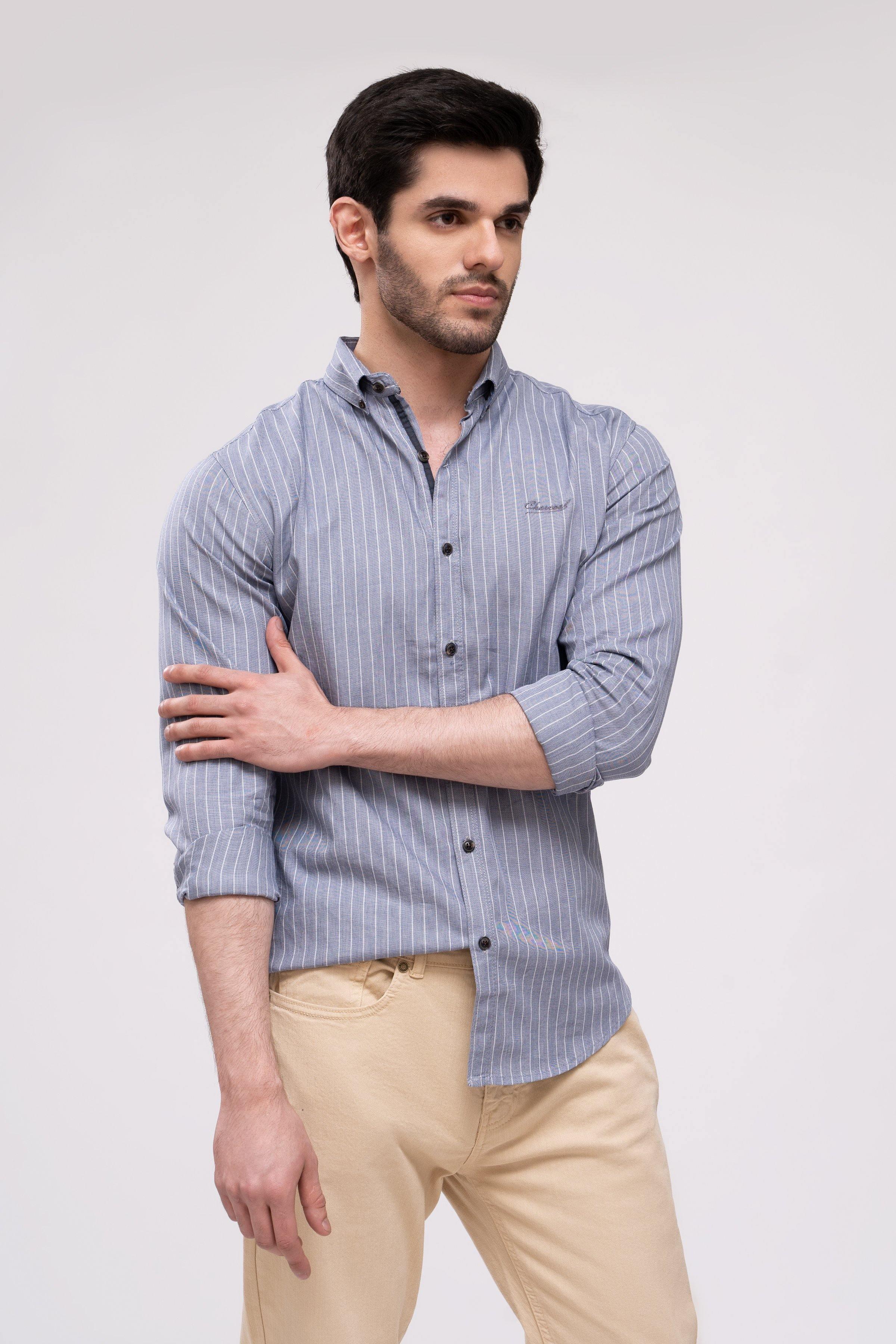 CASUAL SHIRT BLUE GREY at Charcoal Clothing