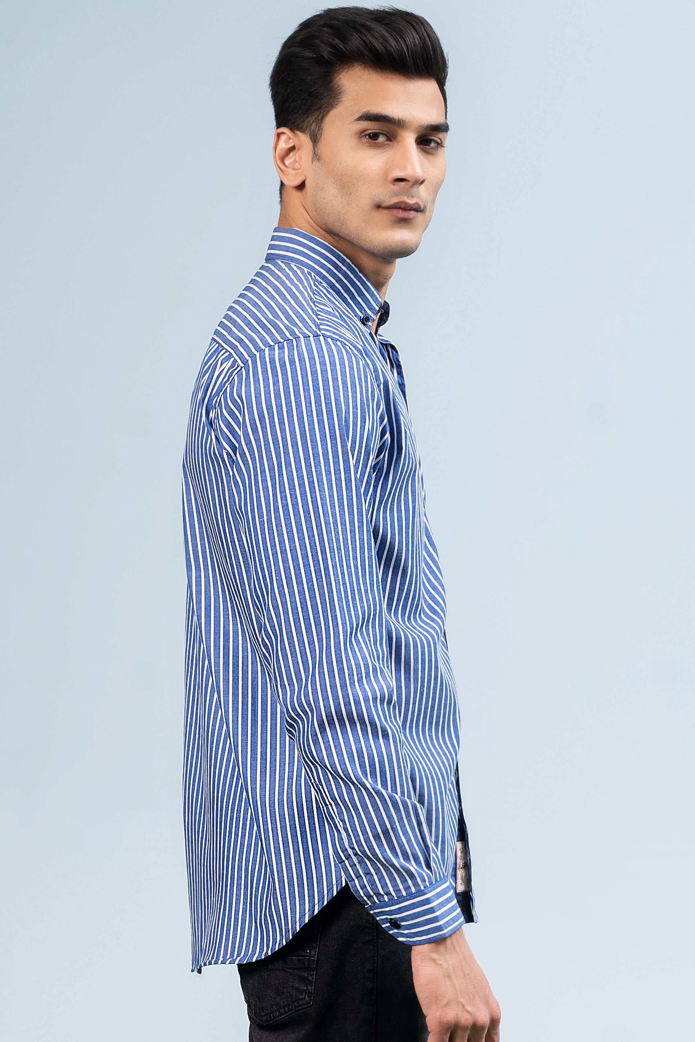 CASUAL SHIRT BLUE STIPER at Charcoal Clothing