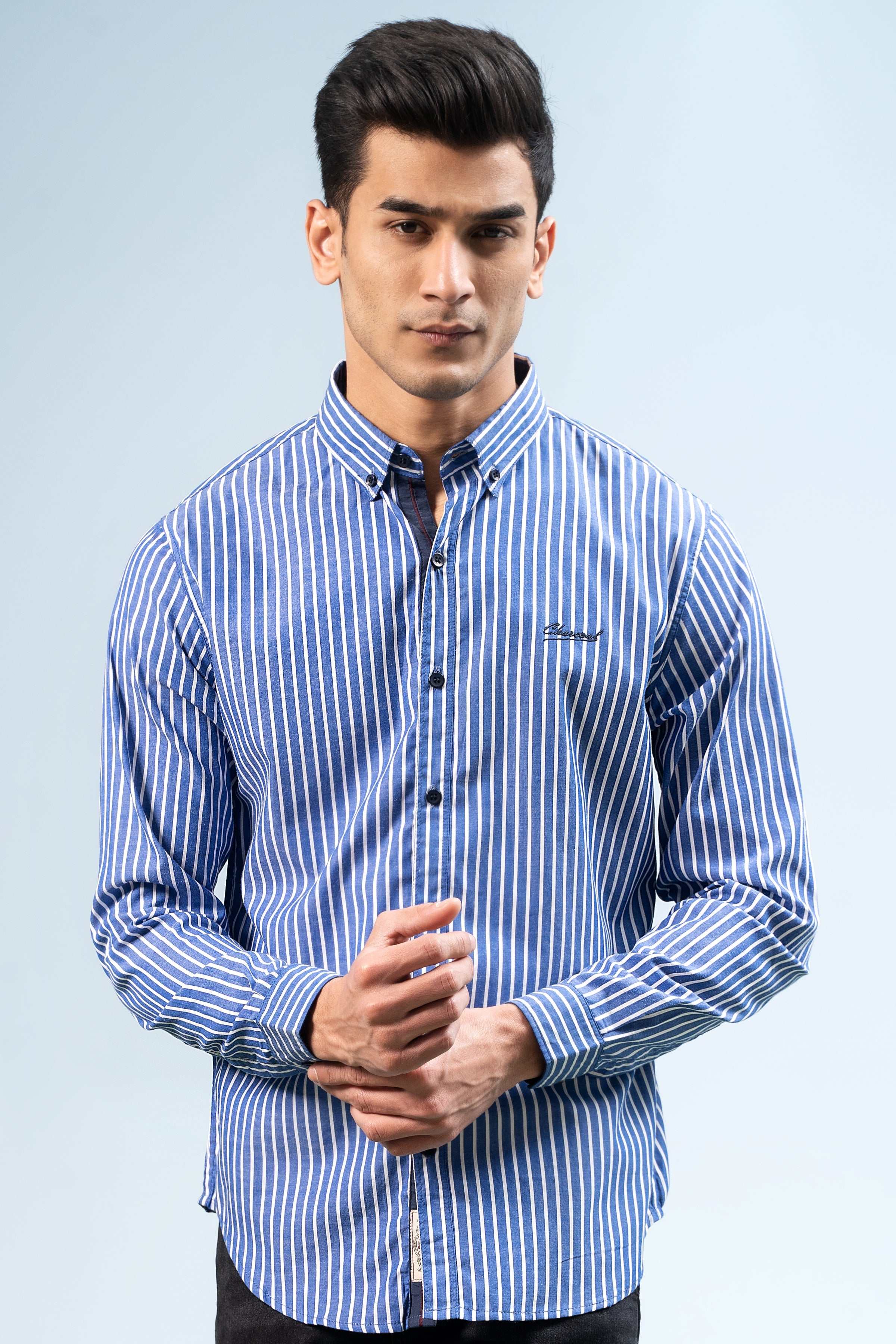 CASUAL SHIRT BLUE STIPER at Charcoal Clothing