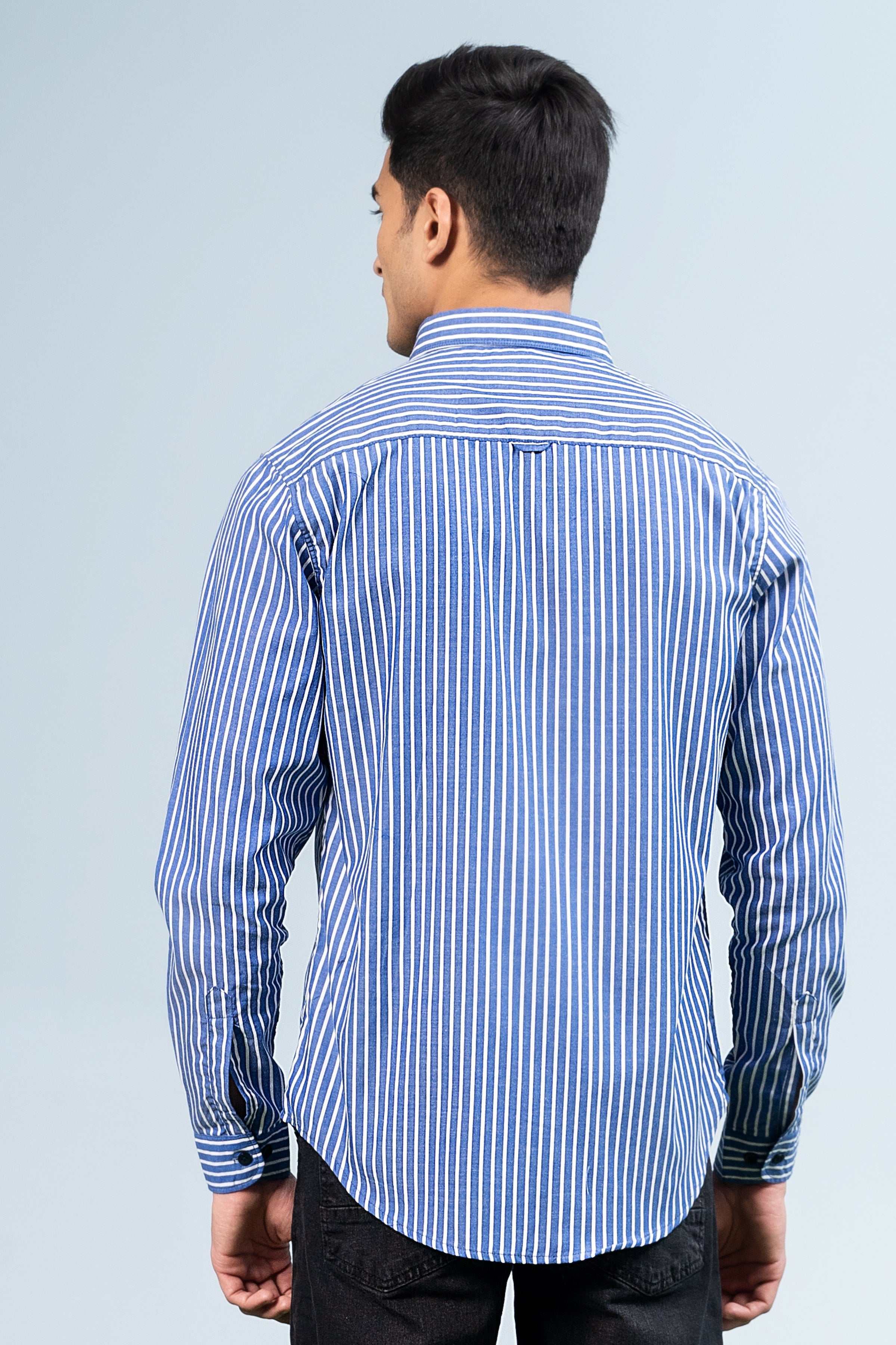 CASUAL SHIRT BLUE STIPER at Charcoal Clothing