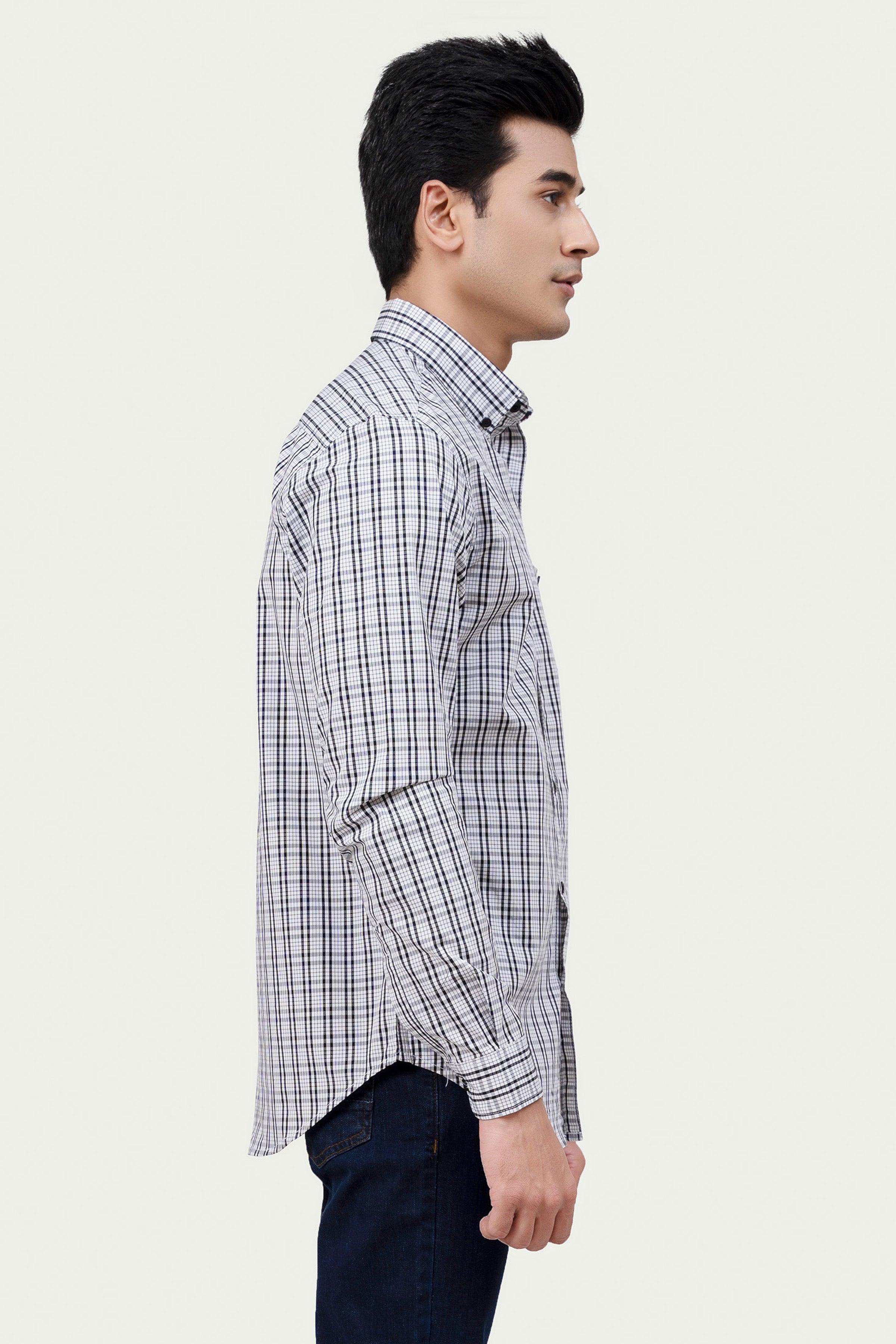 CASUAL SHIRT BLUE WHITE CHECK at Charcoal Clothing