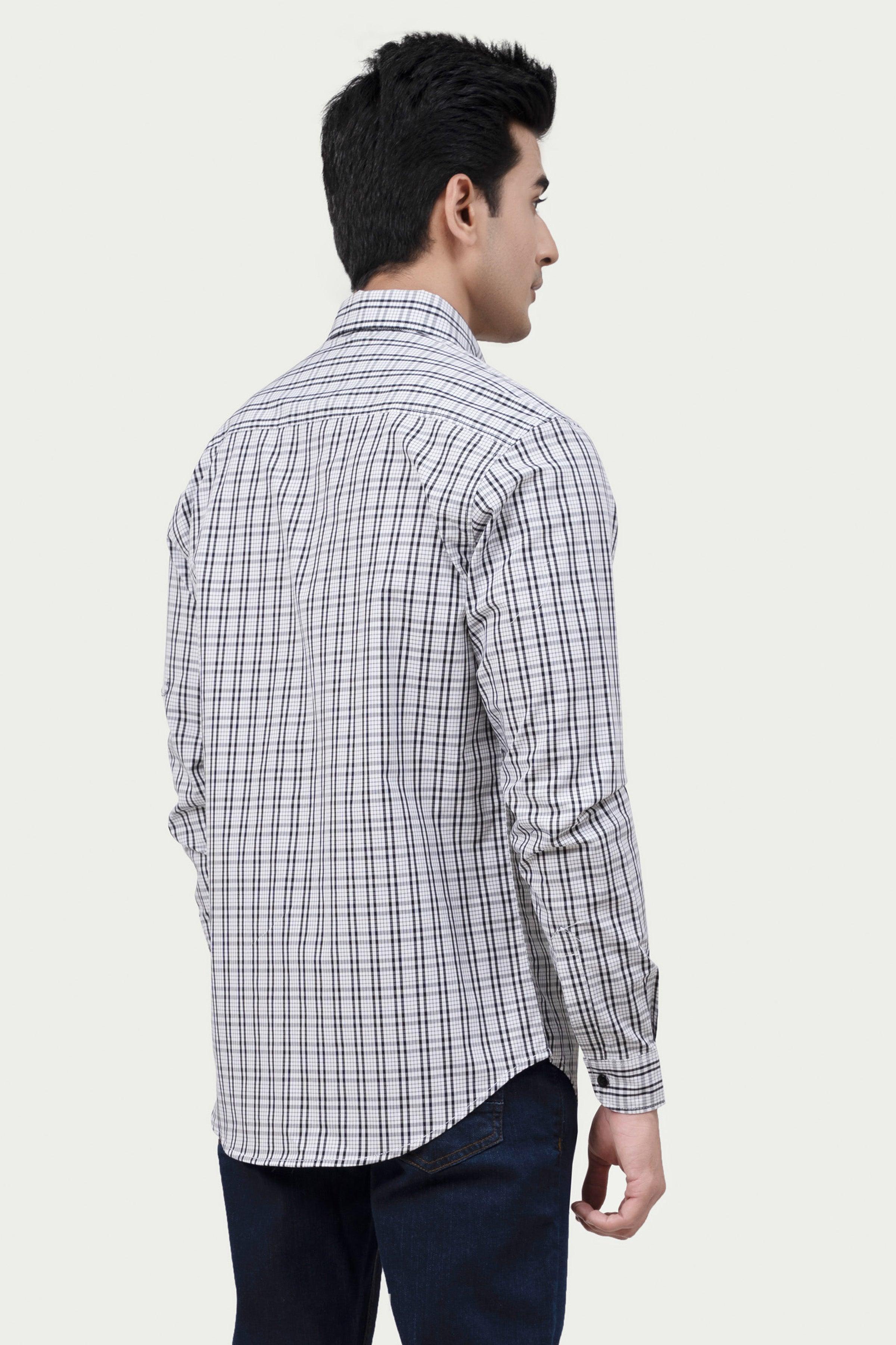 CASUAL SHIRT BLUE WHITE CHECK at Charcoal Clothing